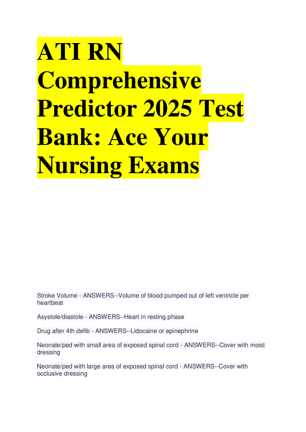 Preview image for ATI RN  Comprehensive  Predictor 2025 Test  Bank: Ace Your  Nursing Exams