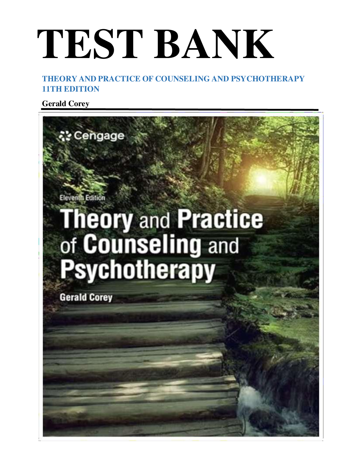 TEST BANK THEORY AND PRACTICE OF COUNSELING AND PSYCHOTHERAPY 11TH EDITION Gerald Corey