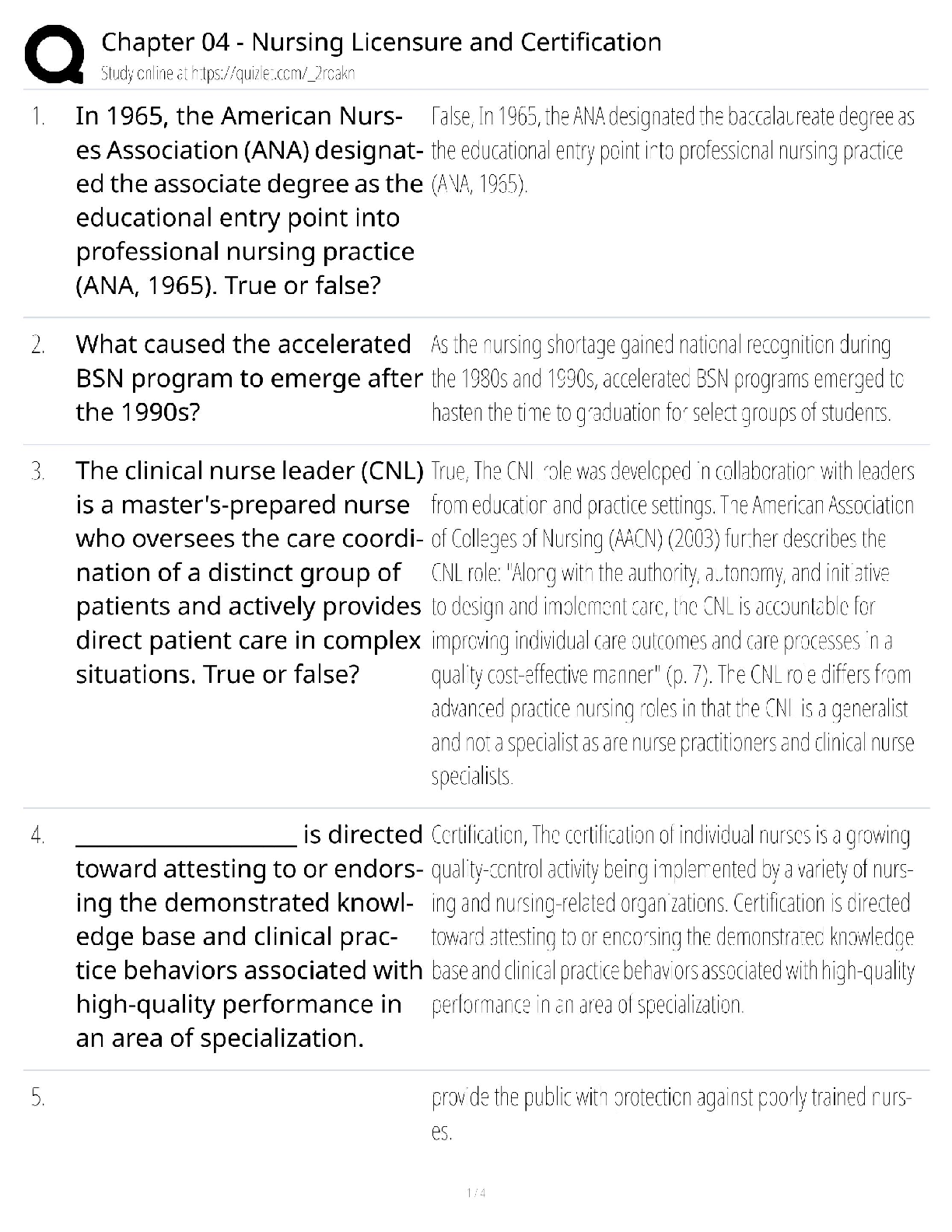 Preview of Chapter 04 Nursing Licensure / NCLEX & Certification Prep / 2025 Update / Score 100%