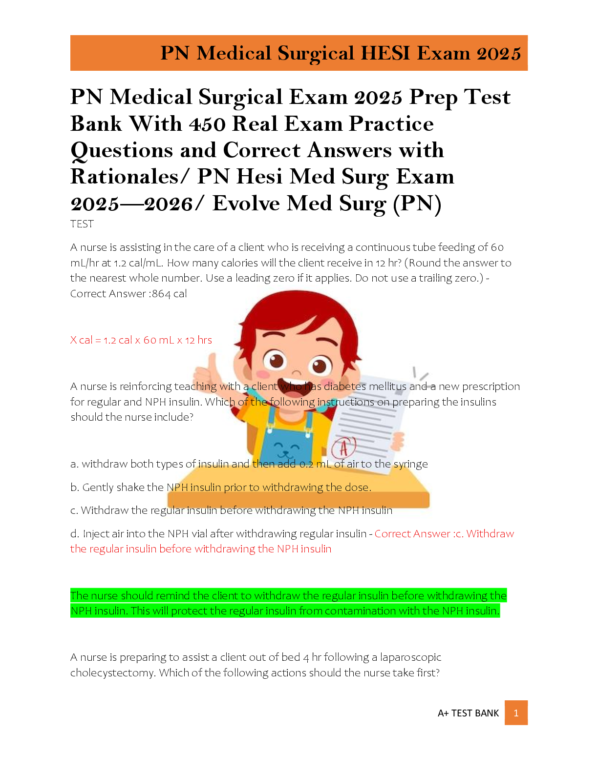 Preview of PN Medical Surgical Exam 2025 Prep Test  Bank With 450 Real Exam Practice  Questions and C