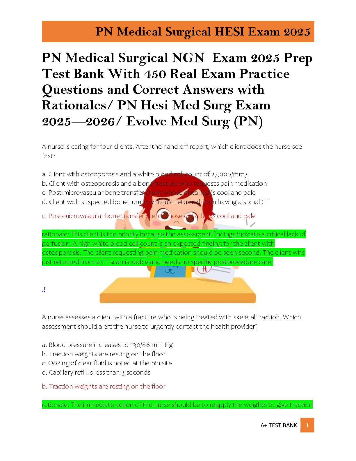 Preview of PN Medical Surgical NGN  Exam 2025 Prep  Test Bank With 450 Real Exam Practice  Questions