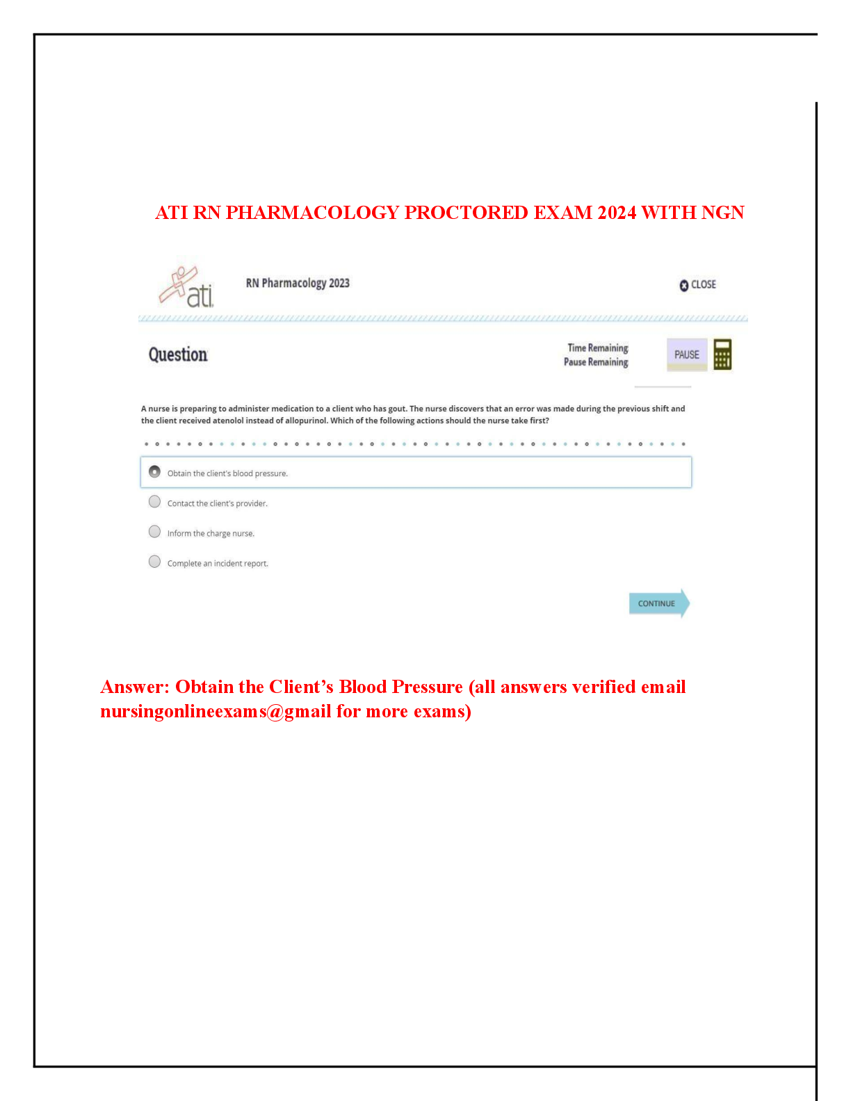 Preview of ATI RN Pharmacology Nursing Proctored Exam   with NGN: Actual 70 Questions & Answers | Ass