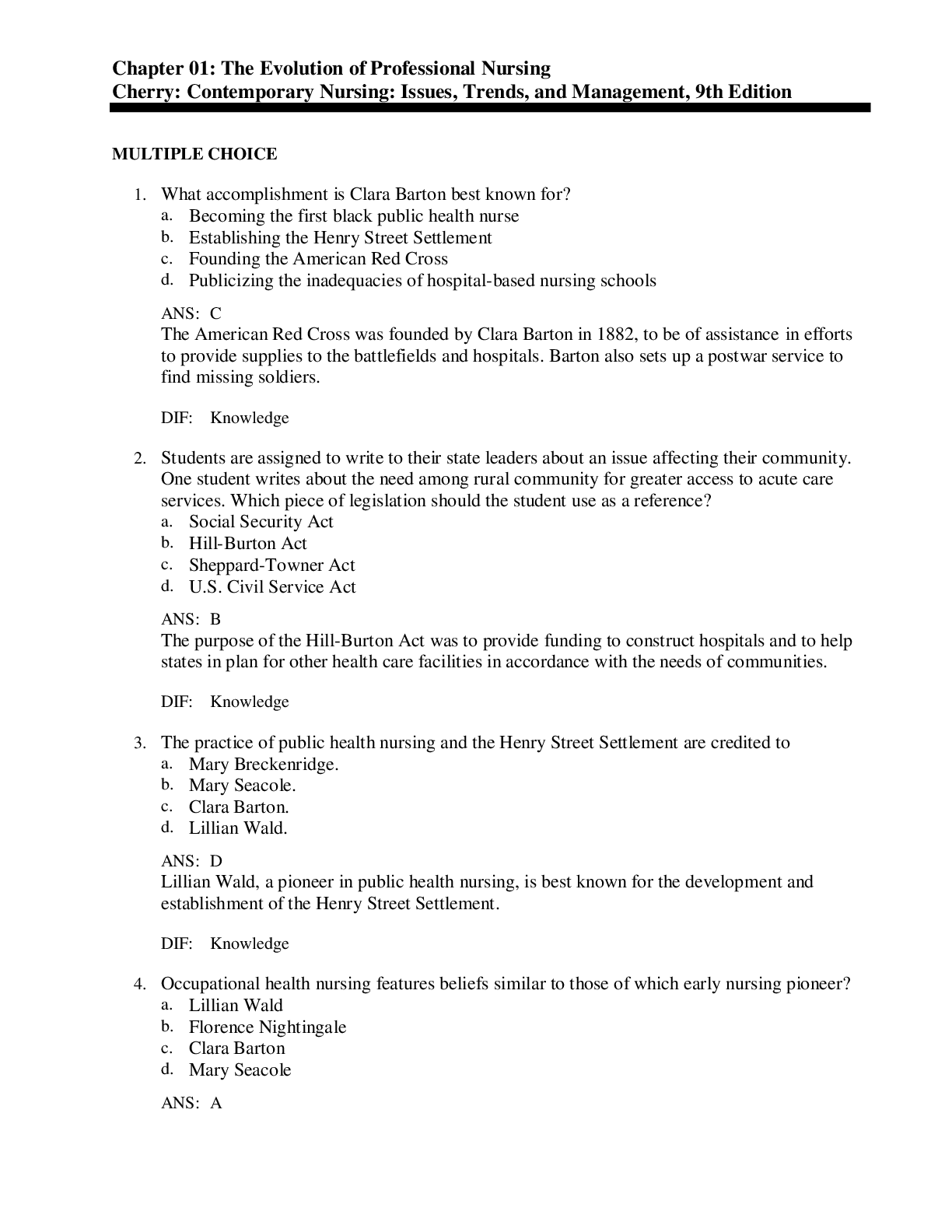 Preview image for test bank for contemporary nursing issues trends and management 9th edition by barbara cherry susan r. jacob newest version