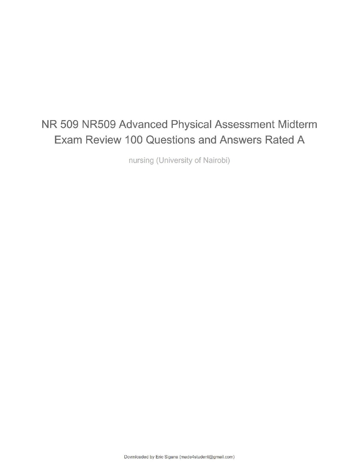 Preview of NR509 / Advanced Physical Assessment (Latest 2025): Walden University | Midterm Exam Review | Questions and Verified Correct Answers | 100% Accurate | Grade A
