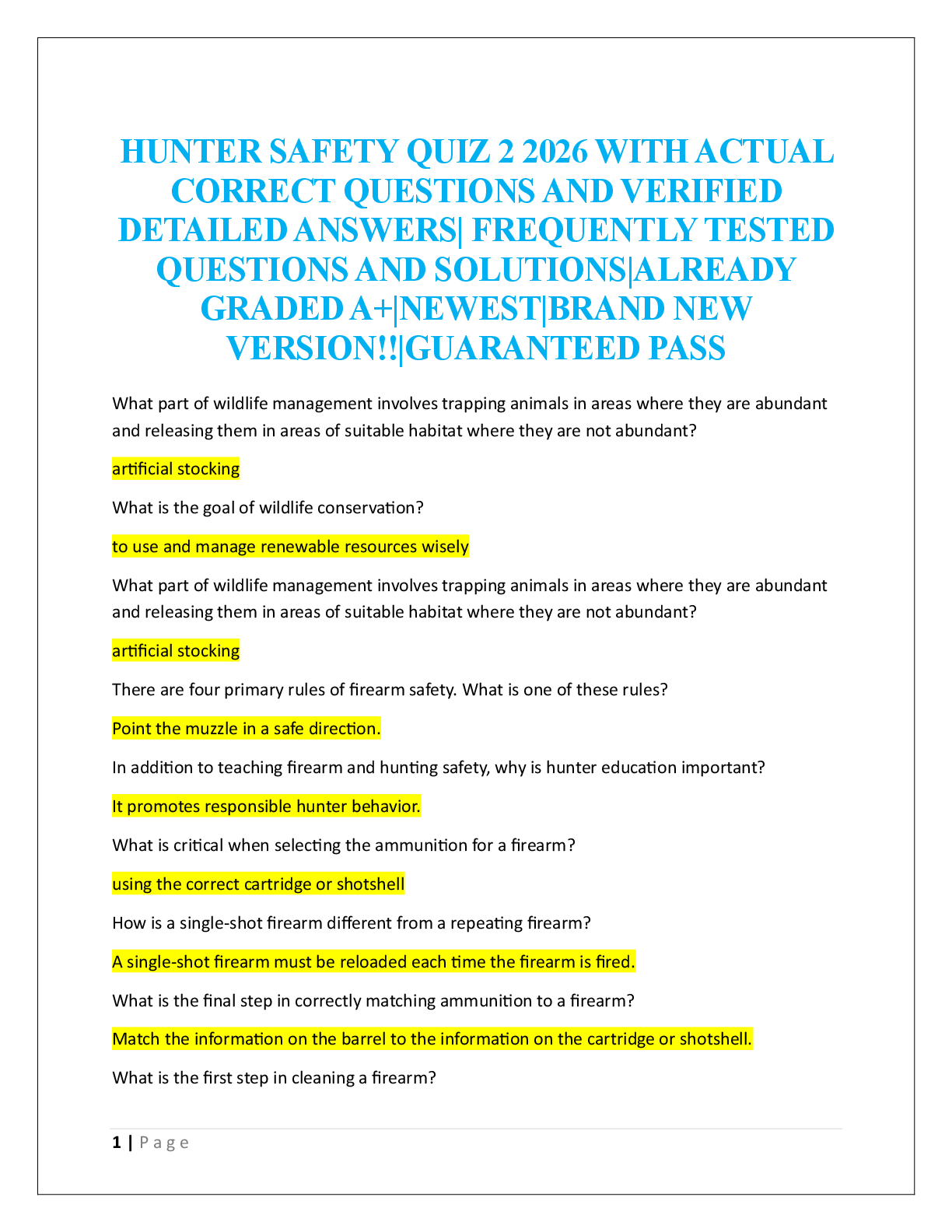 Preview image for HUNTER SAFETY QUIZ 2 2026