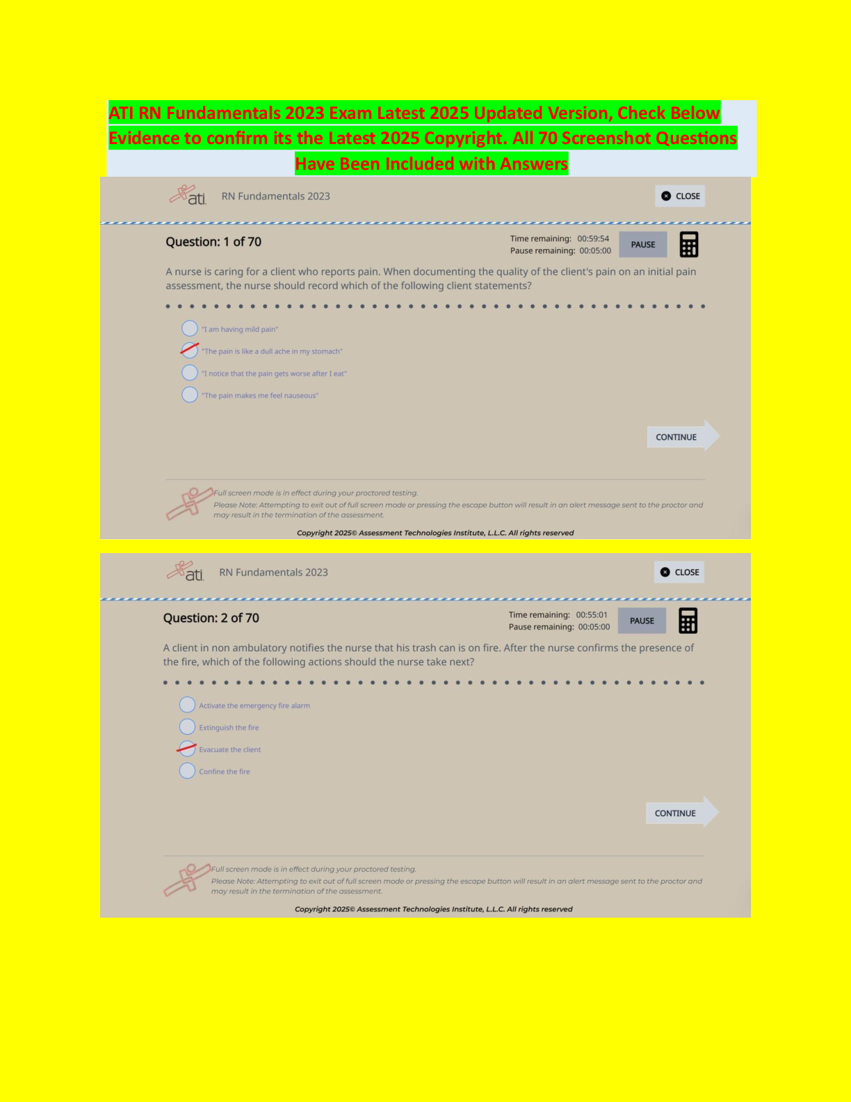 Preview of ATI RN Fundamentals Exam with NGN 2023-2025 All 70 Screenshot Questions and ATI Approved Answers # Real 2025 Exam for RN ATI Fundamentals Proctored Exam with ATI Marking Scheme