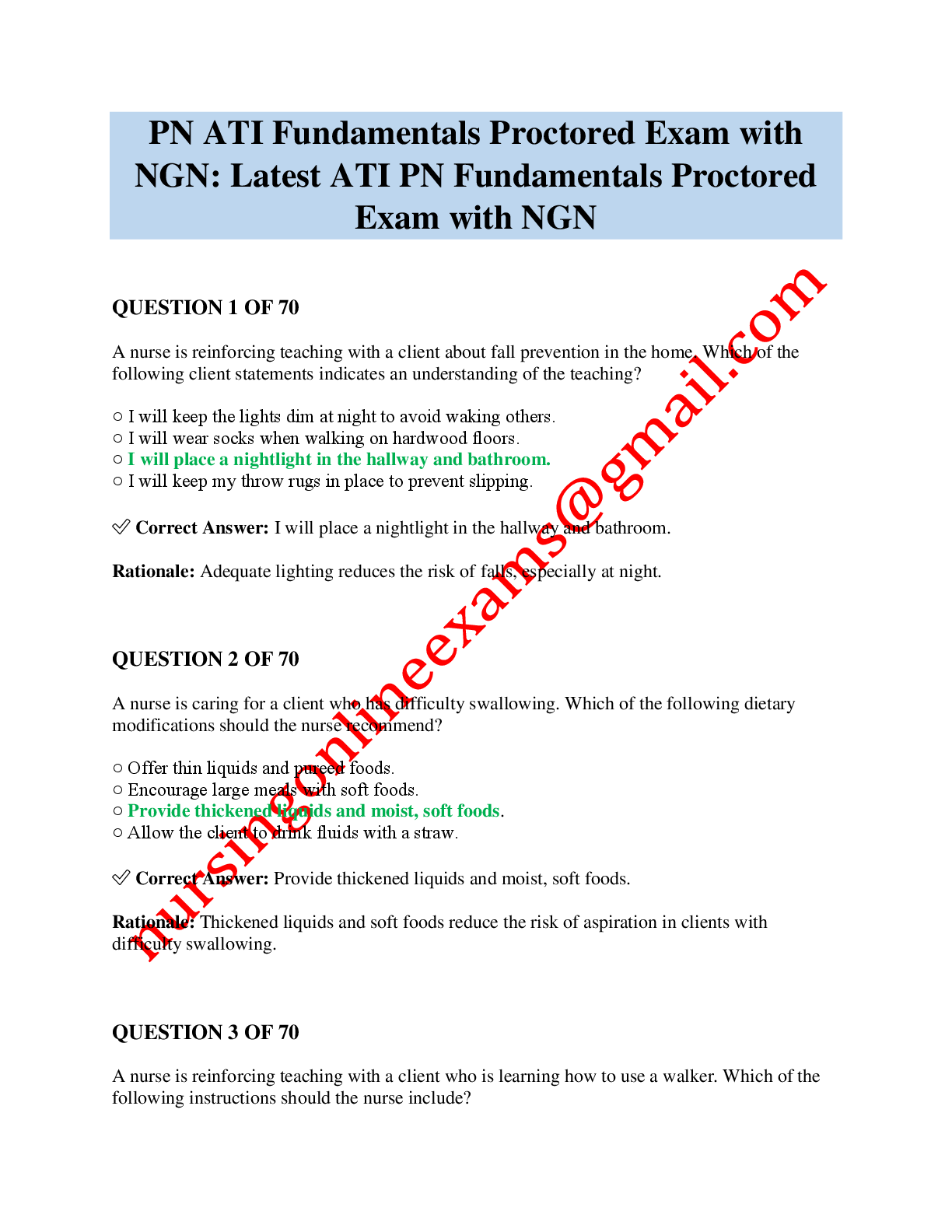 ATI PN Fundamentals Exam with NGN 2023-2025 All 70 Screenshot Questi ...
