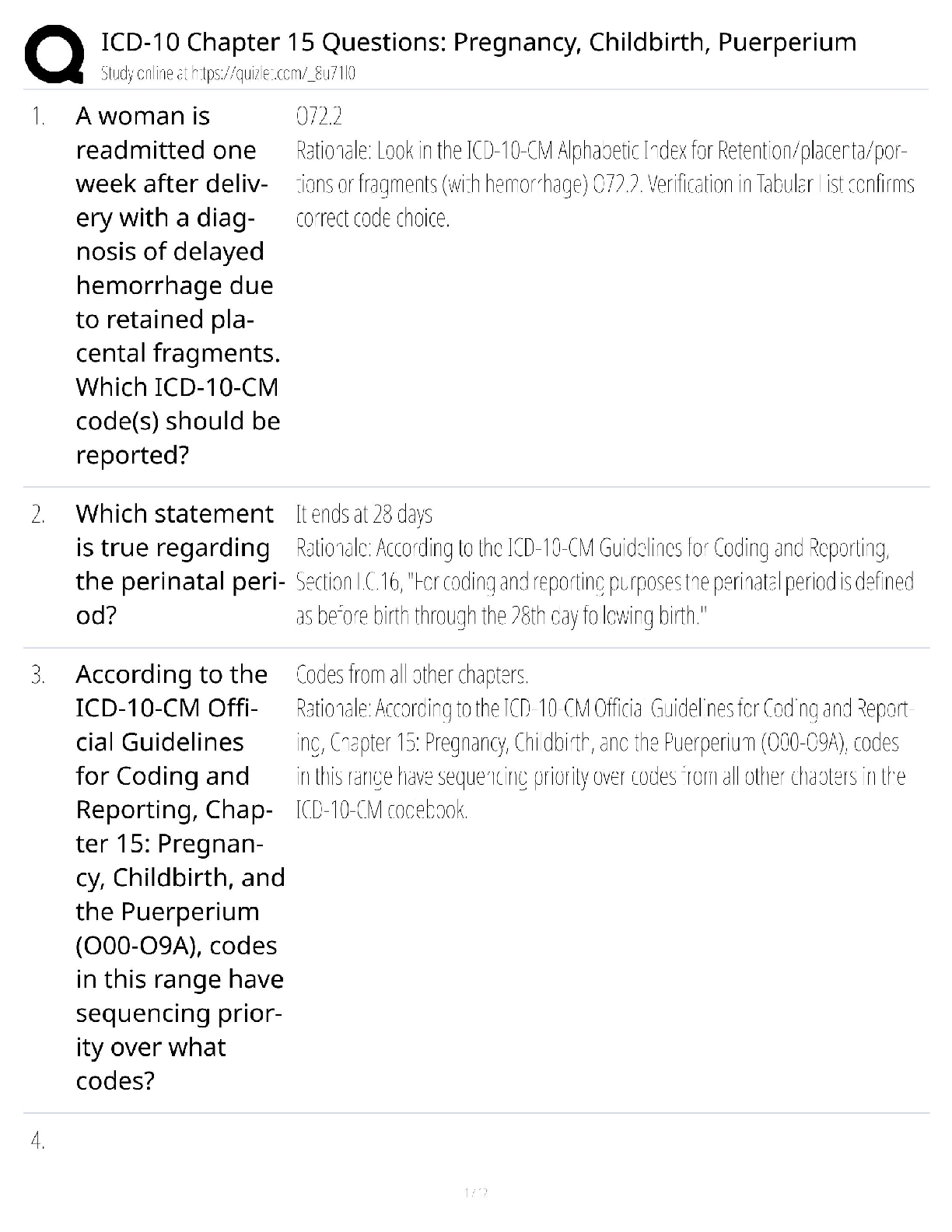 Preview of ICD-10 Chapter 15 / Pregnancy Childbirth Puerperium Exam / 2025 Update / Score 100%