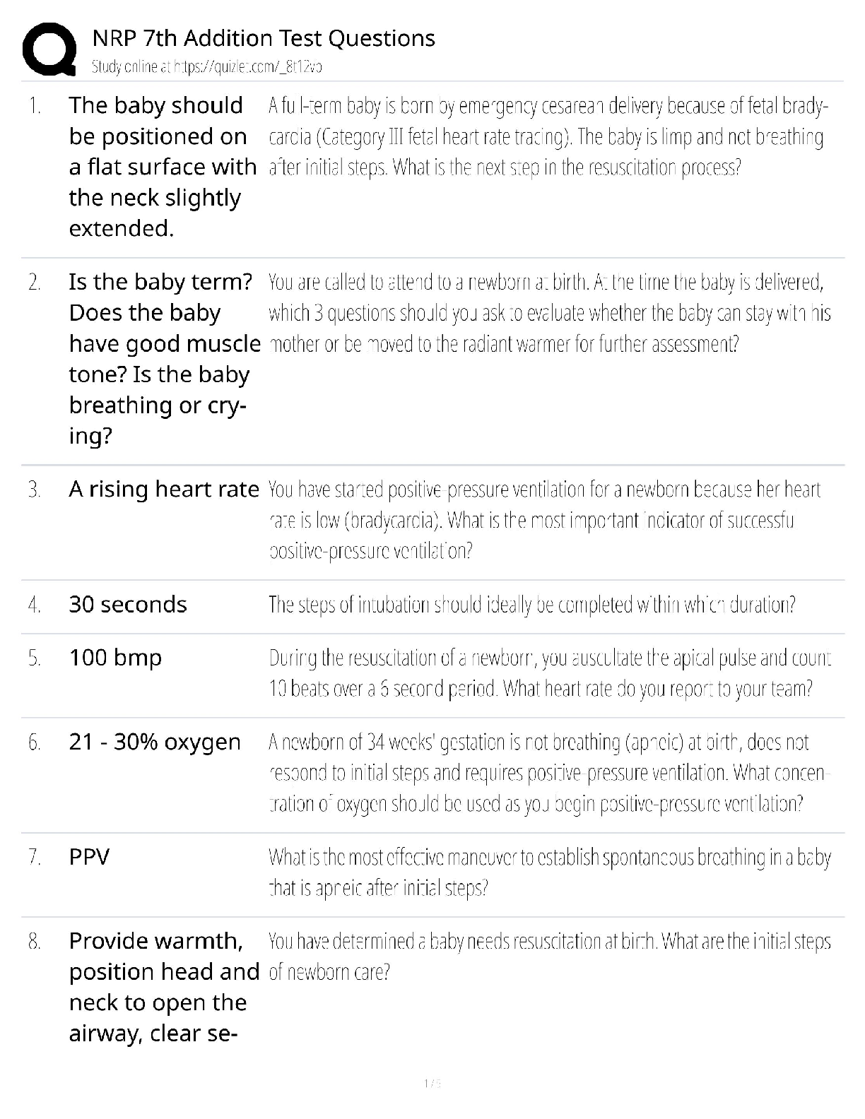NRP 7th Edition / Test Questions & Study Guide / 2025 Update / Score 100%