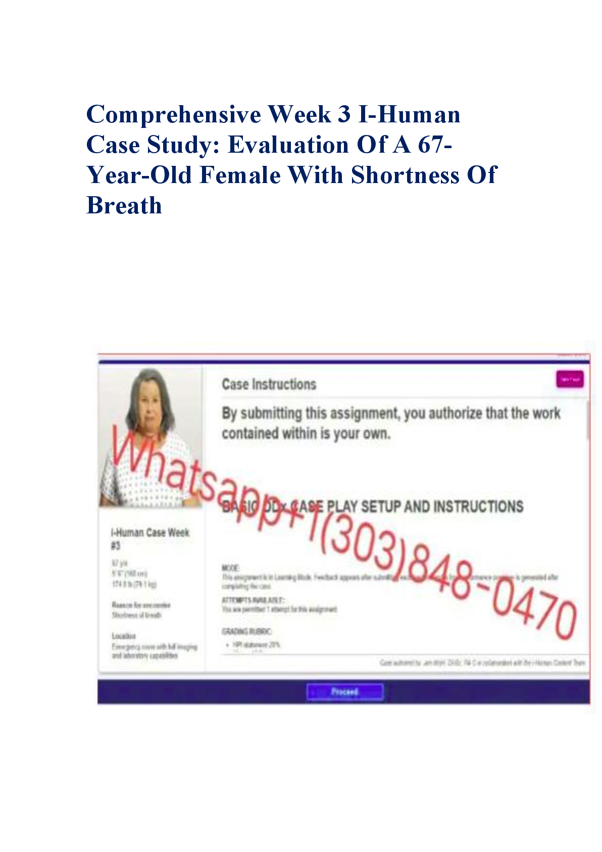 Preview image for Comprehensive Week 3 I-Human Case Study: Evaluation Of A 67-Year-Old Female With Shortness Of Breath