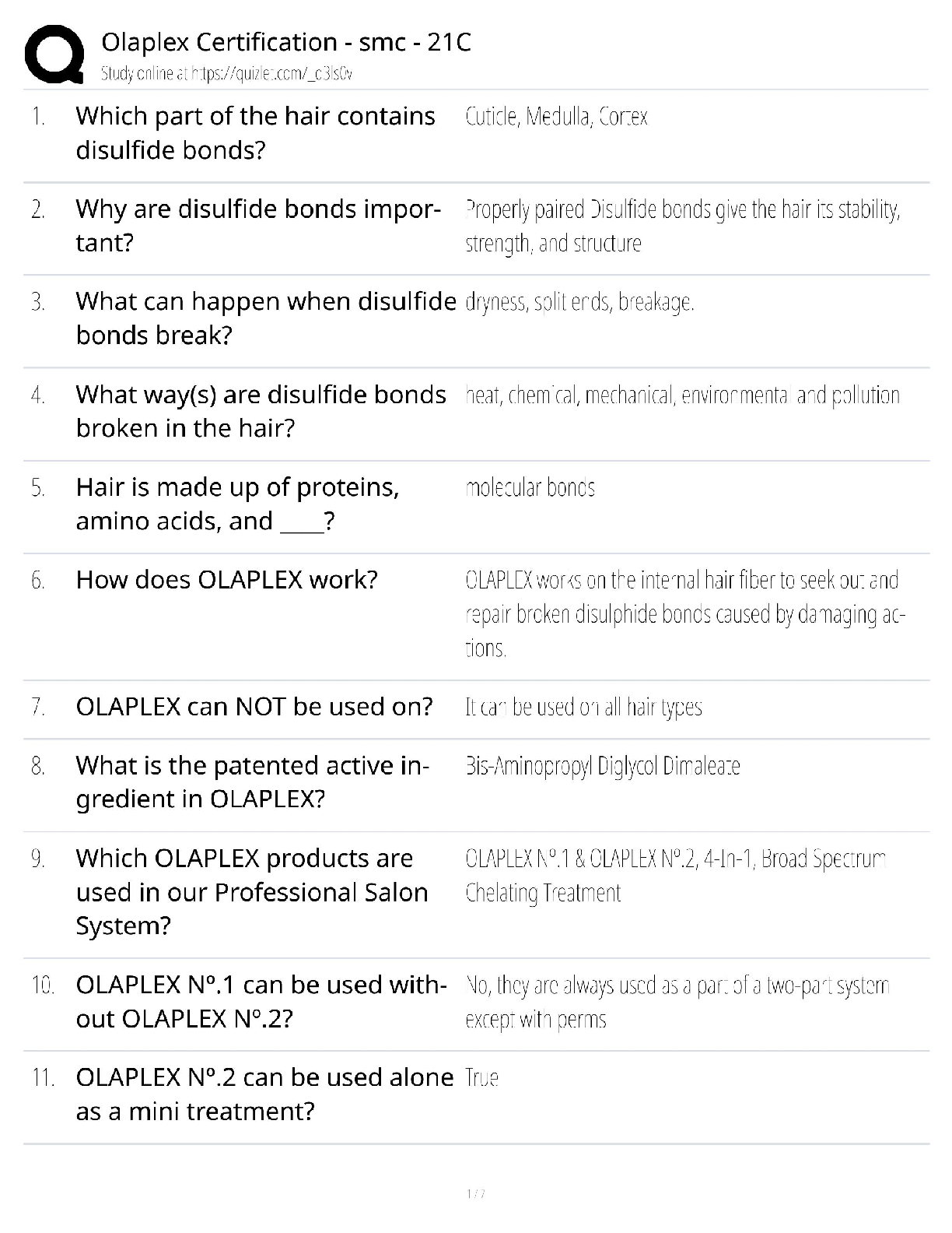 Olaplex Certification / SMC 21C Exam / 2025 Update / Score 100% on Test