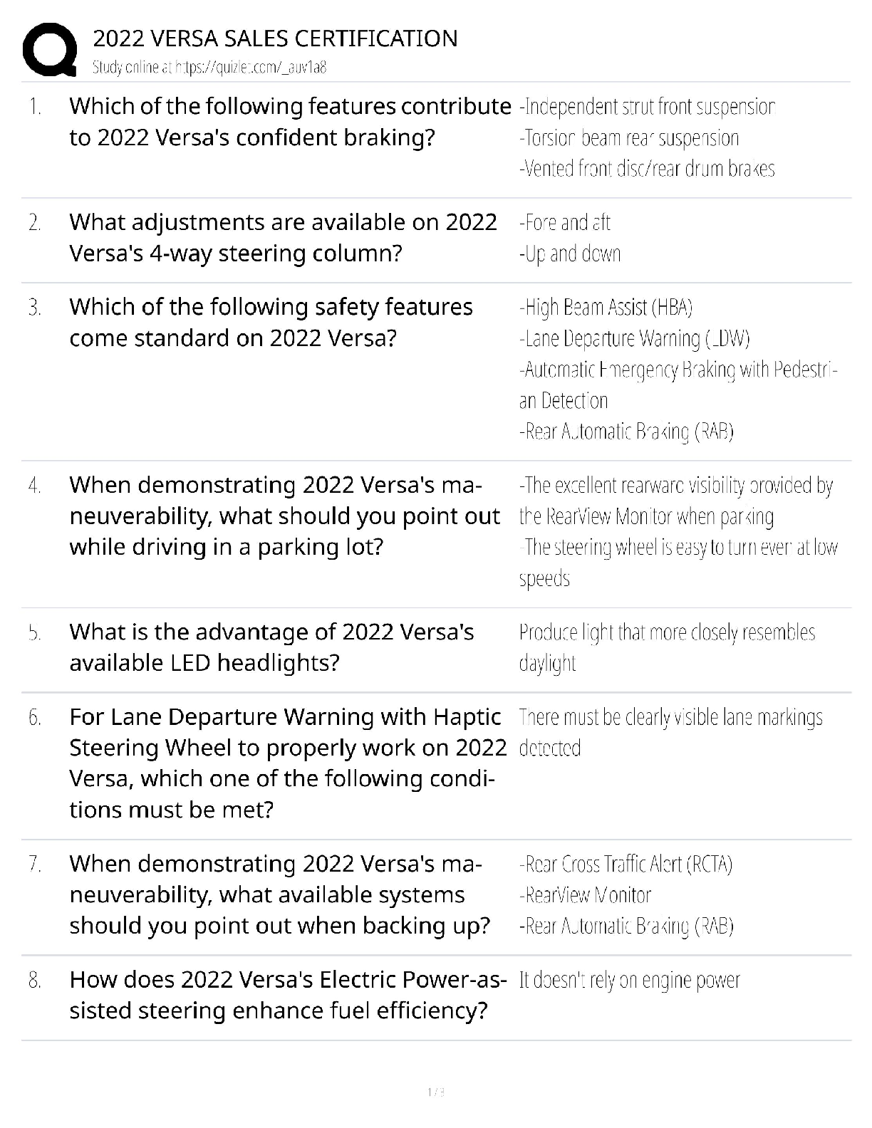 2022 VERSA Sales Certification / Updated 2025 Study Guide & Test Bank / Score 100%