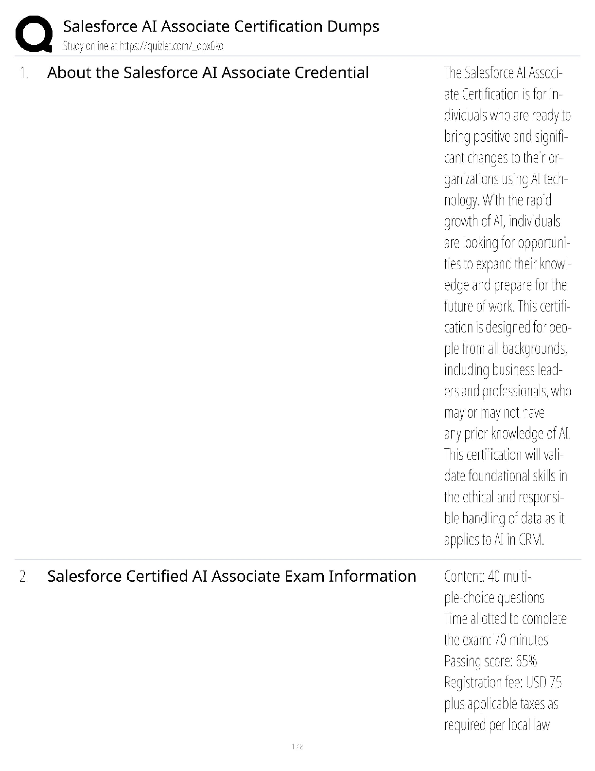 Salesforce AI Associate Certification / Practice Exam & Study Guide / 2025 Update / Score 100%