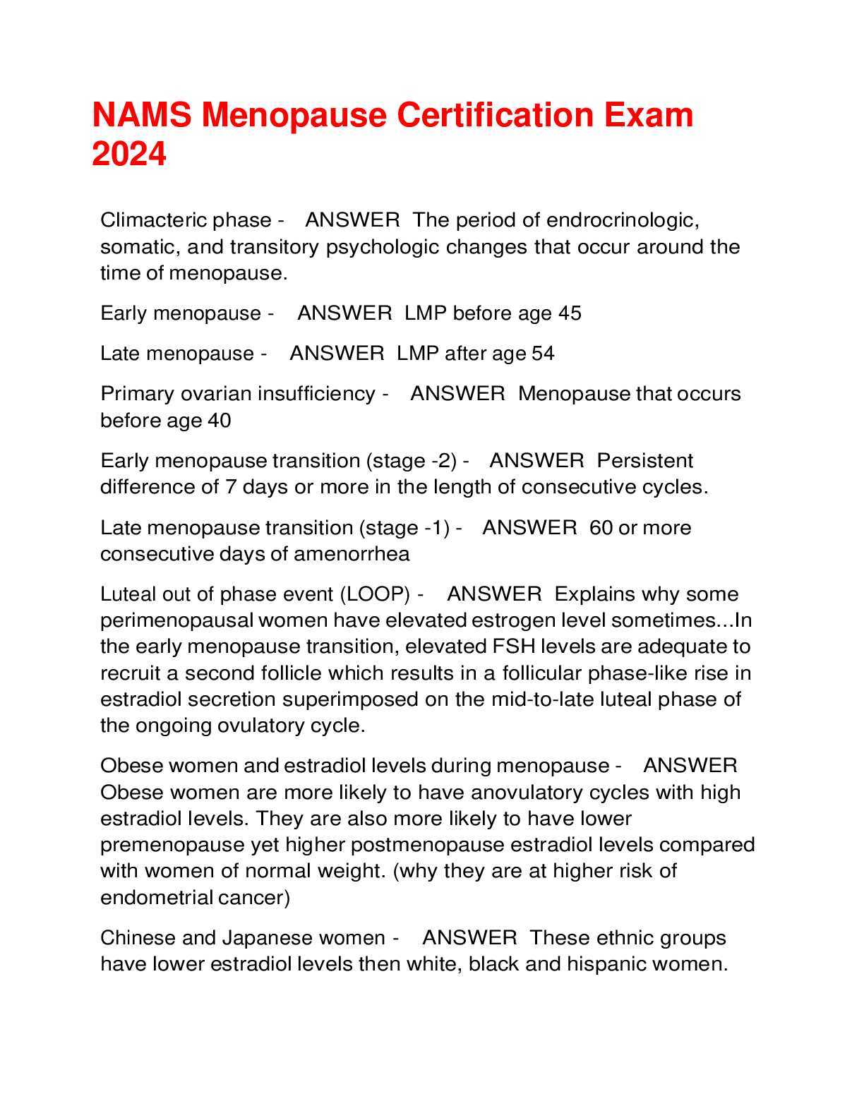 Preview image for NAMS Menopause Certification Exam  2024