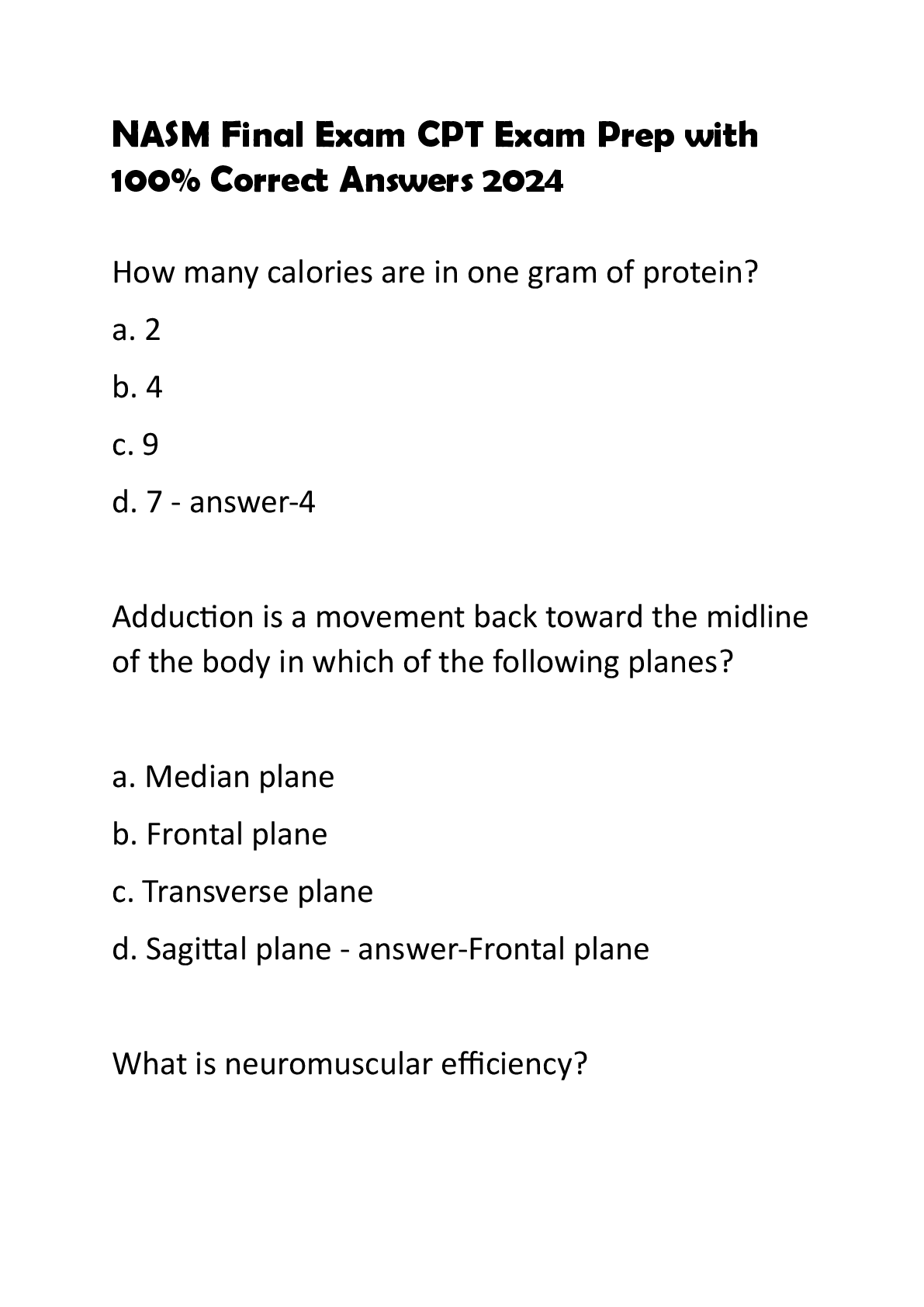 Preview image for NASM Final Exam CPT Exam Prep with  100% Correct Answers 2024