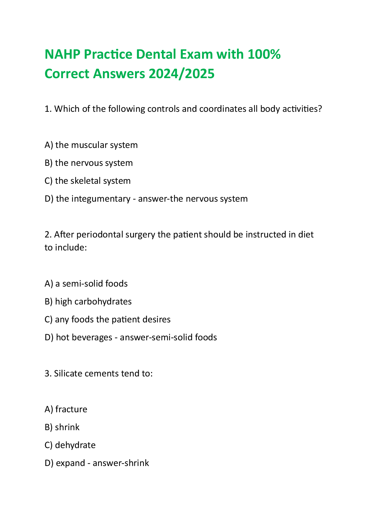 Preview image for NAHP Practice Dental Exam with 100%  Correct Answers 2024/2025