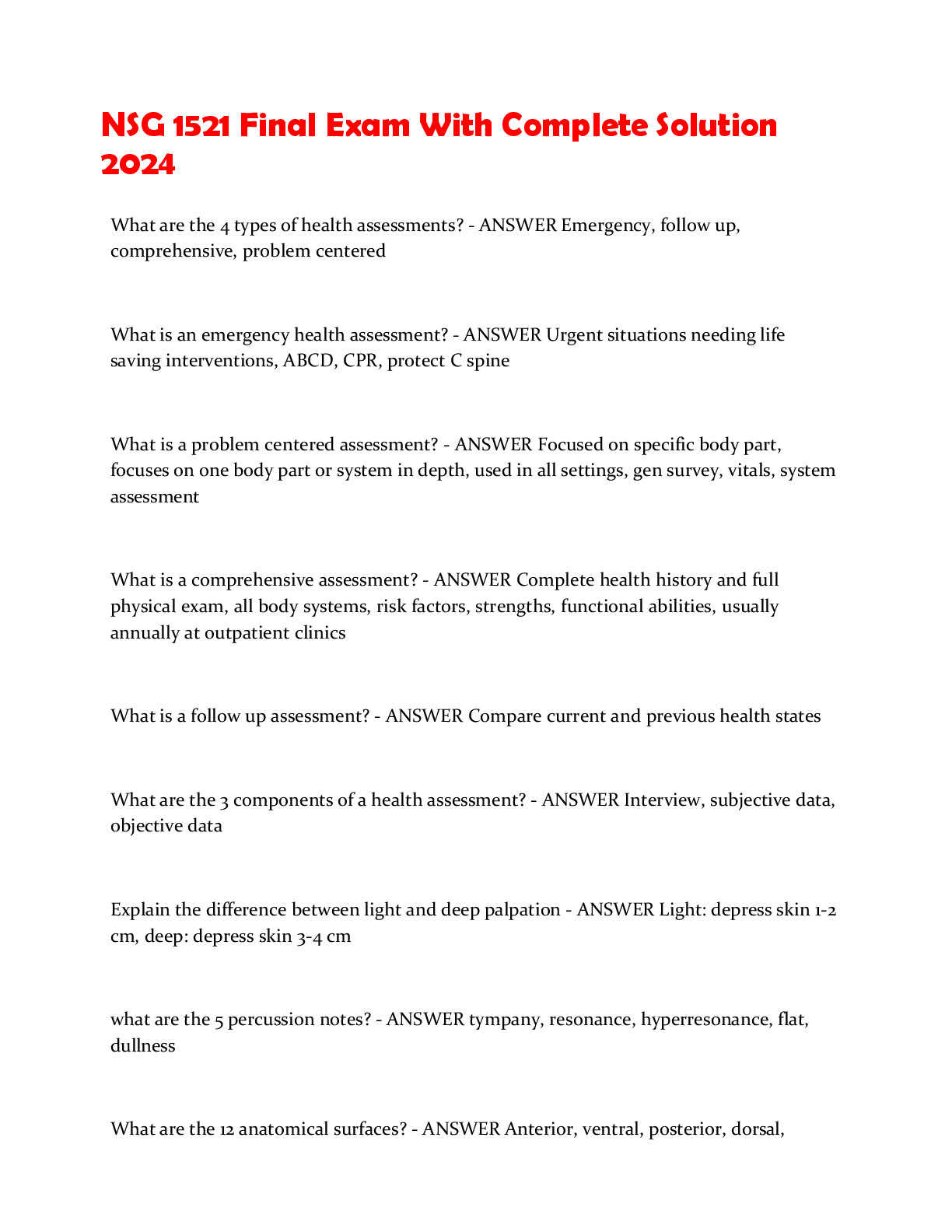 Preview image for NSG 1521 Final Exam With Complete Solution  2024