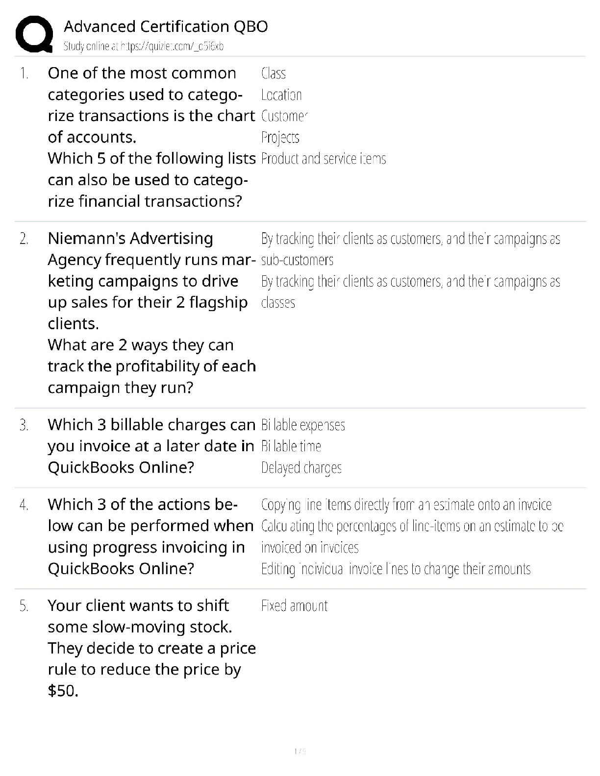 Advanced Certification QBO / QuickBooks Online Exam Prep / 2025 Update / Score 100%