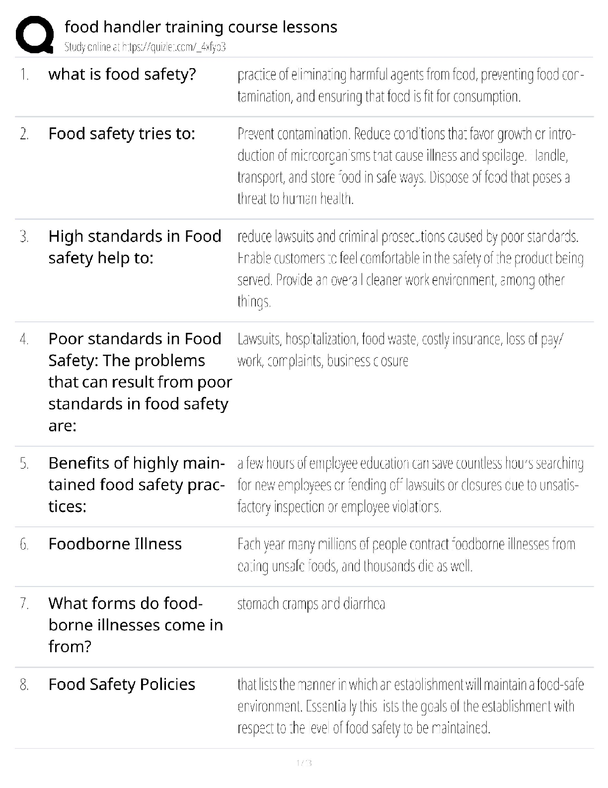 Food Handler Training Course / Lessons & Certification Prep / 2025 Update / Score 100%