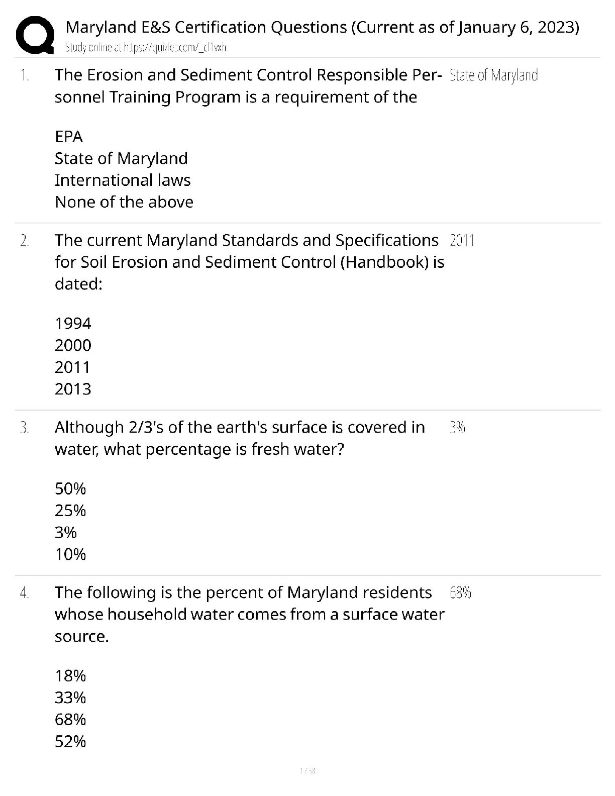 Maryland E&S Certification / Questions & Answers Current 2023 / 2025 Update / Score 100%