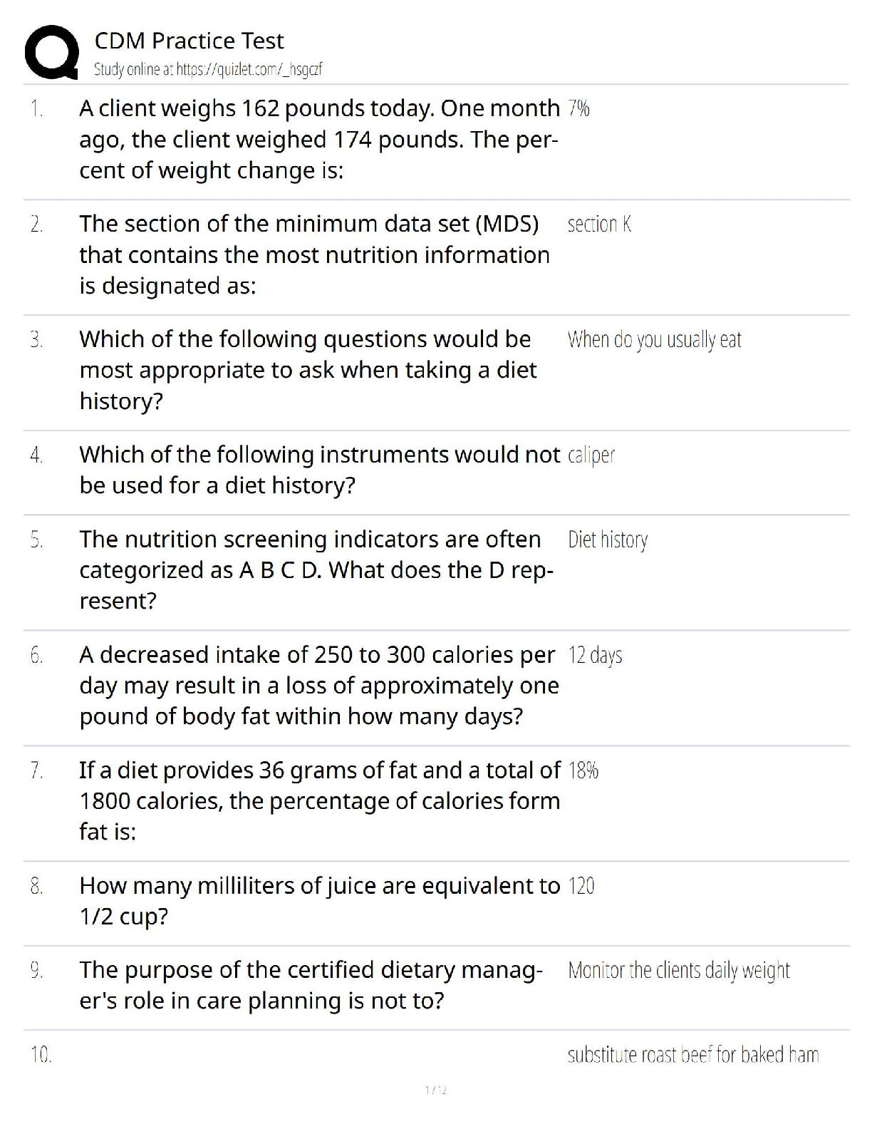 CDM Practice Test 2025 / Certified Dietary Manager Exam Prep / Updated Questions & Answers for 100% Success