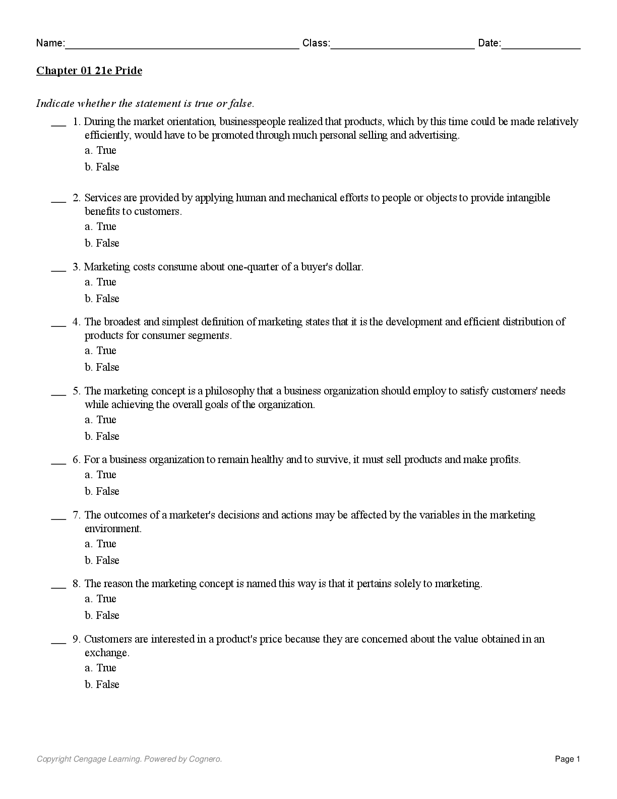Preview image for Test Bank for Marketing, 21st Edition by William M. Pride
