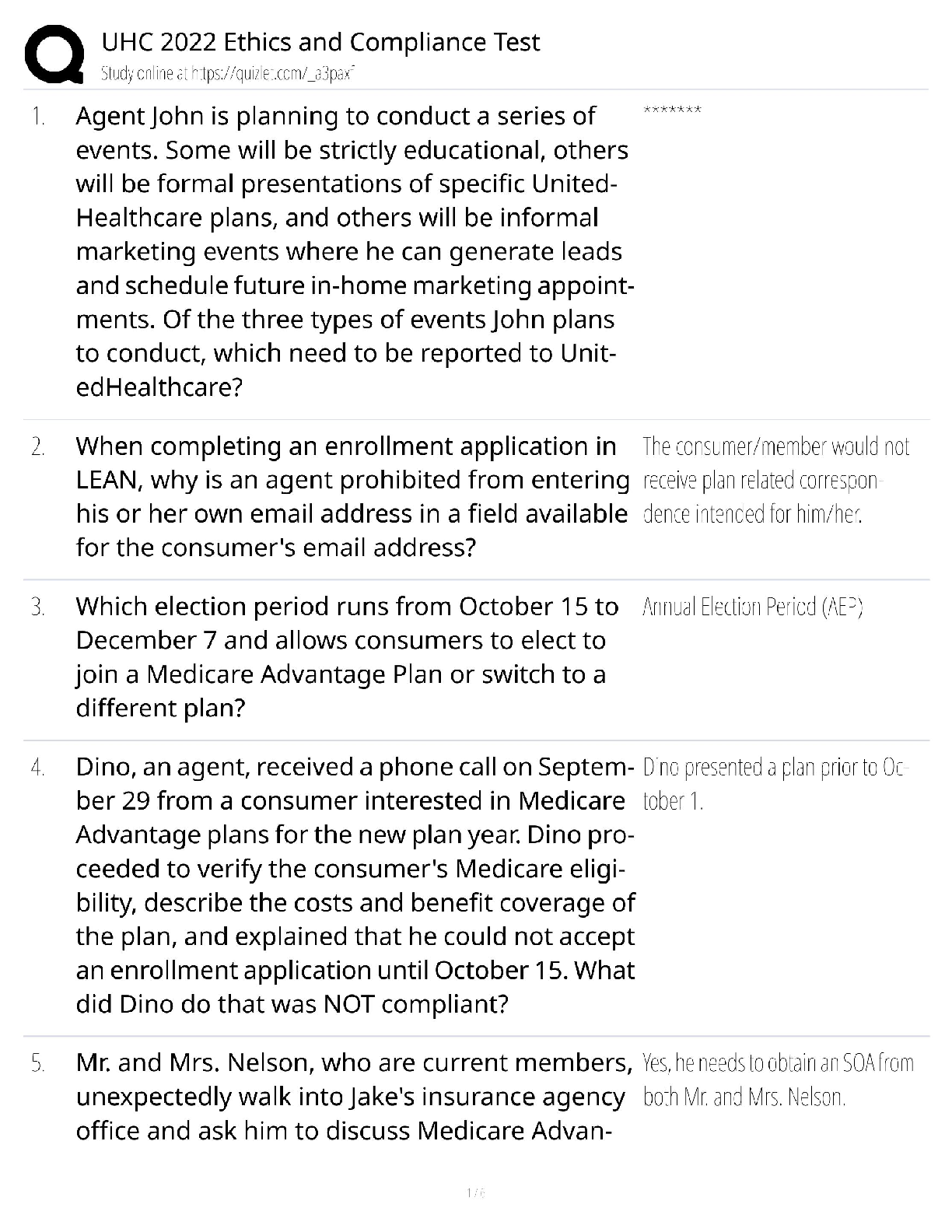 Preview of UHC 2022 Ethics & Compliance Test Bank / UnitedHealthcare Exam / 2025 Update / Score 100%