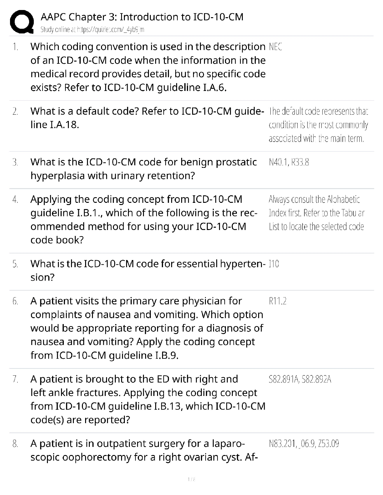 Preview of AAPC Chapter 3 Test Bank / Intro to ICD-10-CM / 2025 Update / Score 100%