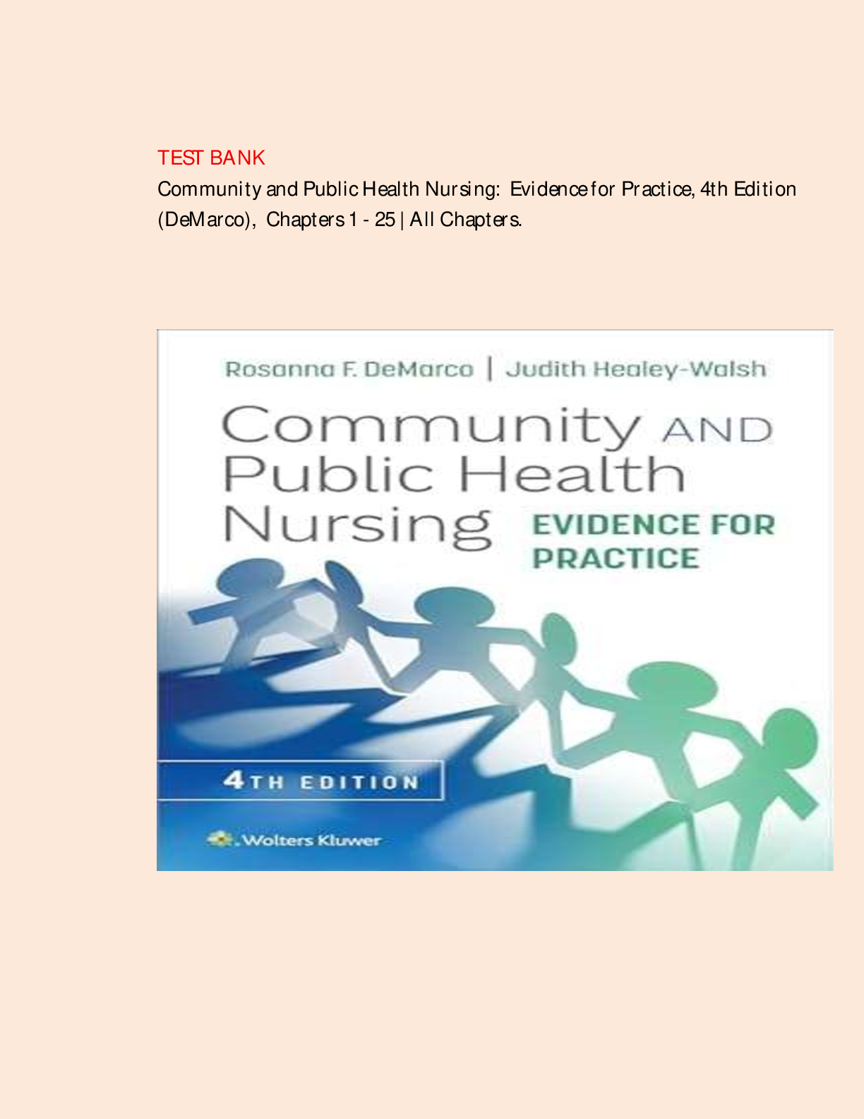 Preview image for Test Bank - Community and Public Health Nursing: Evidence for Practice, 4th Edition (DeMarco, 2024), Chapter 1-25 | All Chapters