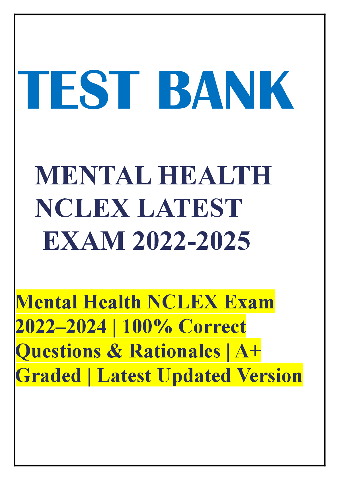 Preview image for Mental Health Nursing NCLEX Exam Questions and Answers, Exams of Nursing