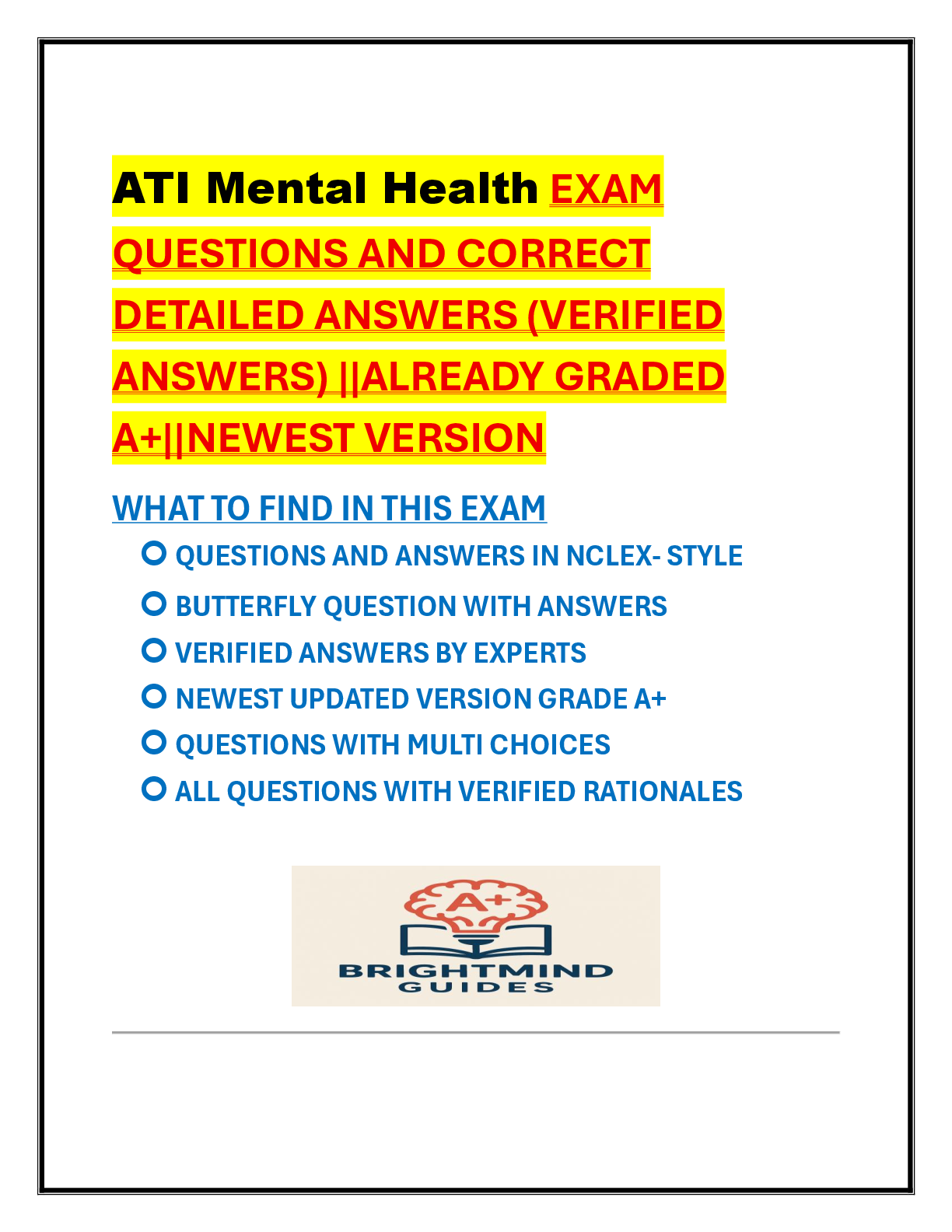 Preview image for Comprehensive ATI Mental Health Exam Study Guide | Questions + Correct Answers Explained
