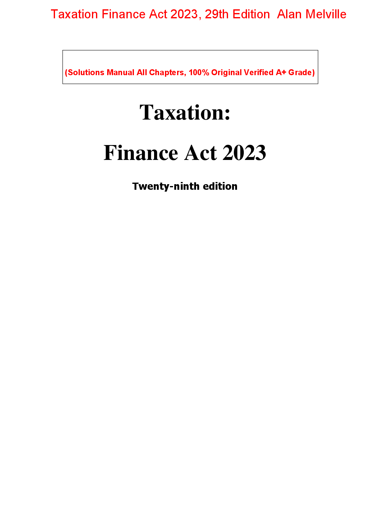 Preview image for Solutions Manual Taxation Finance Act 2023, 29th Edition Alan Melville
