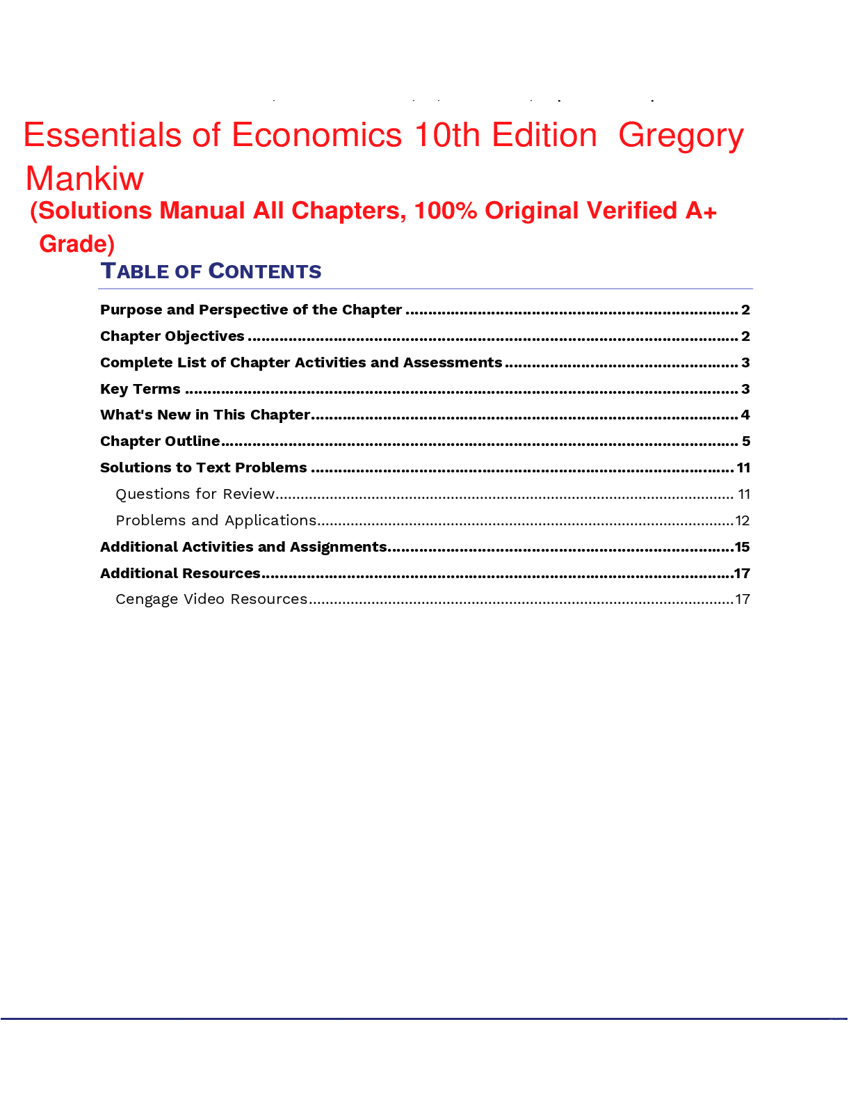 Preview image for Solutions manual for Essentials of Economics 10th Edition Gregory Mankiw