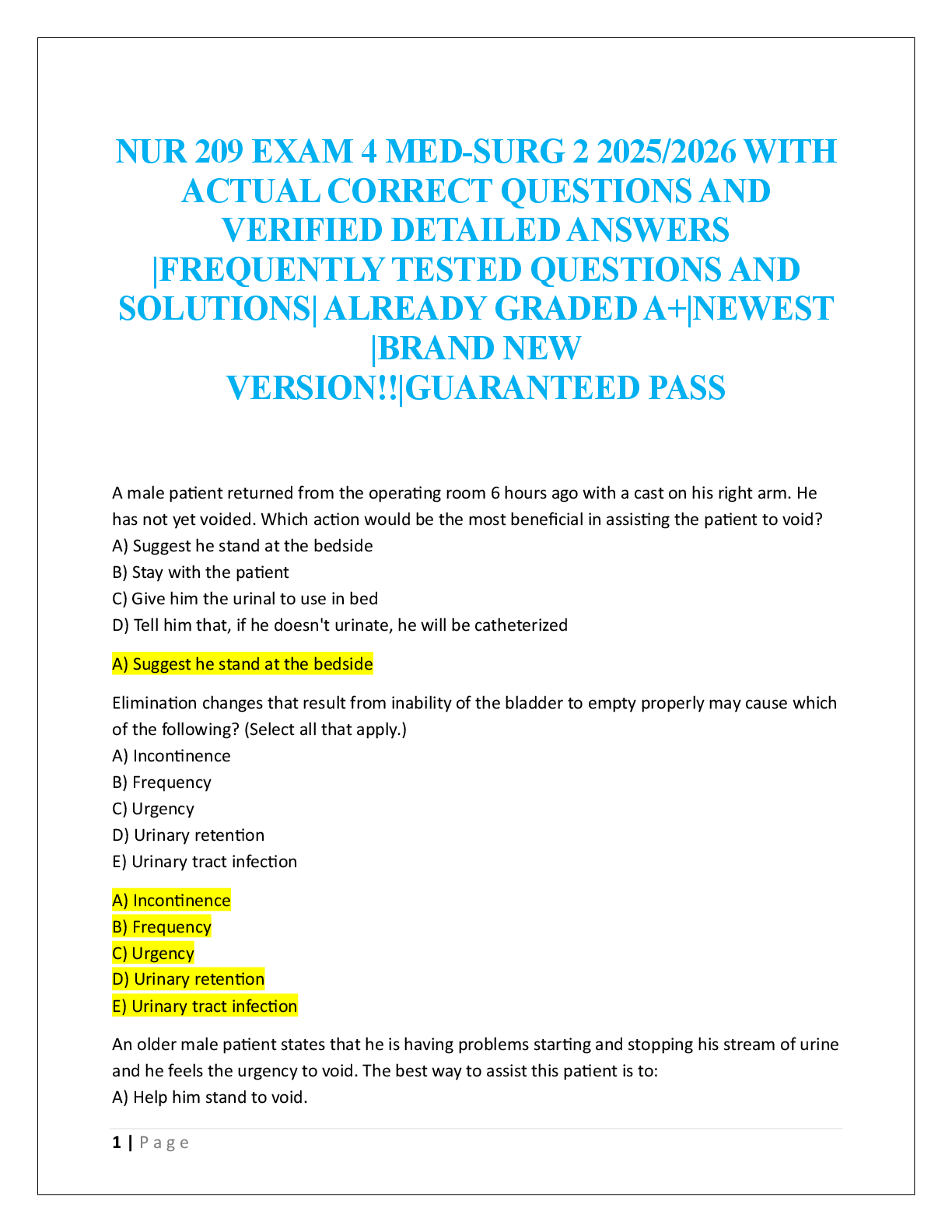 NUR 209 EXAM 4 MED-SURG 2  