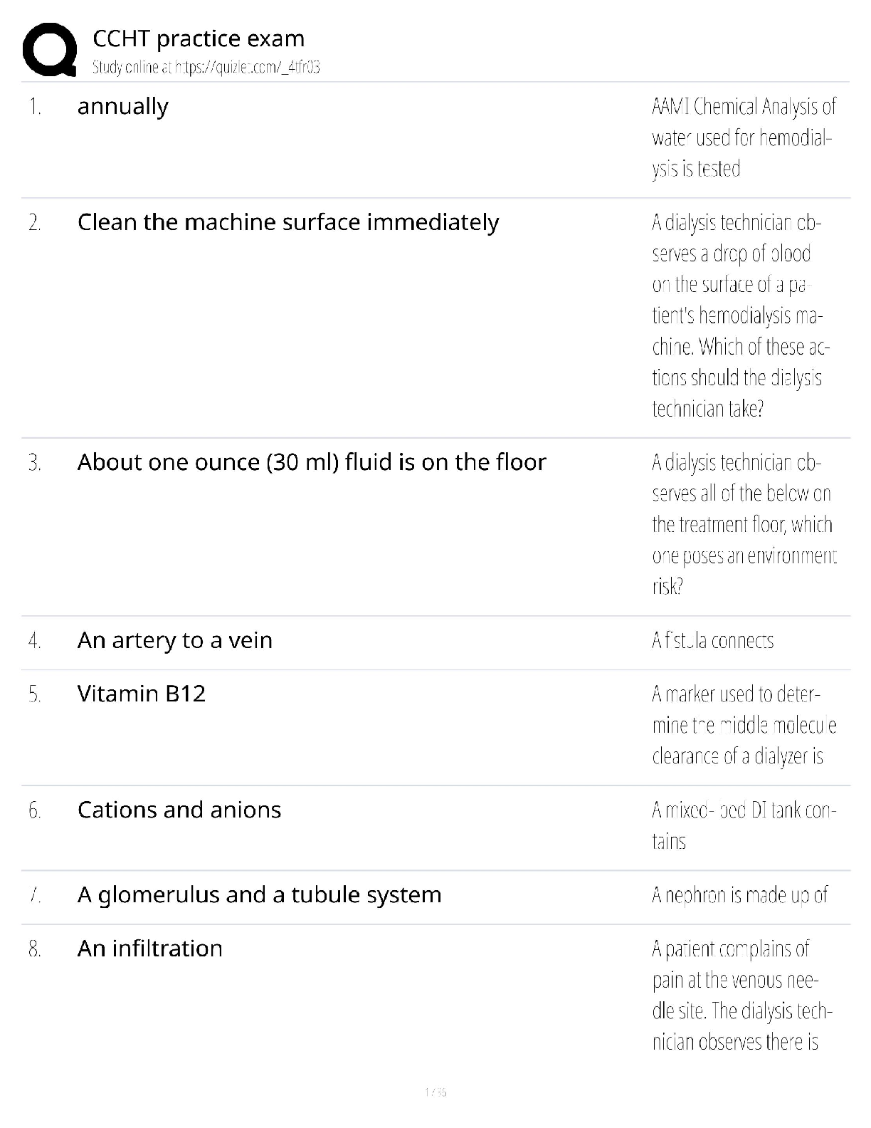 CCHT Practice Exam Test Bank / Certified Clinical Hemodialysis Technician / 2025 Update / Score 100%