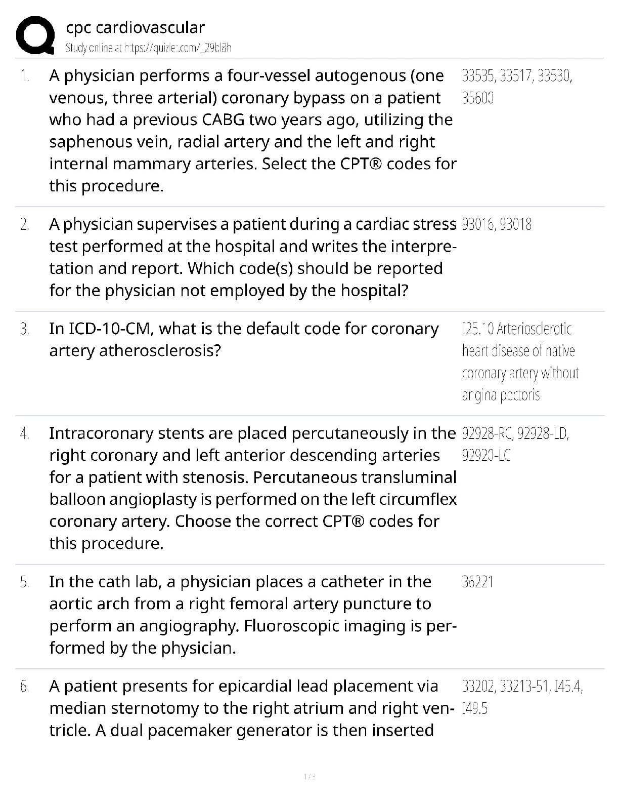 Preview of CPC Cardiovascular Test Bank / Certified Professional Coder Exam / 2025 Update / Score 100