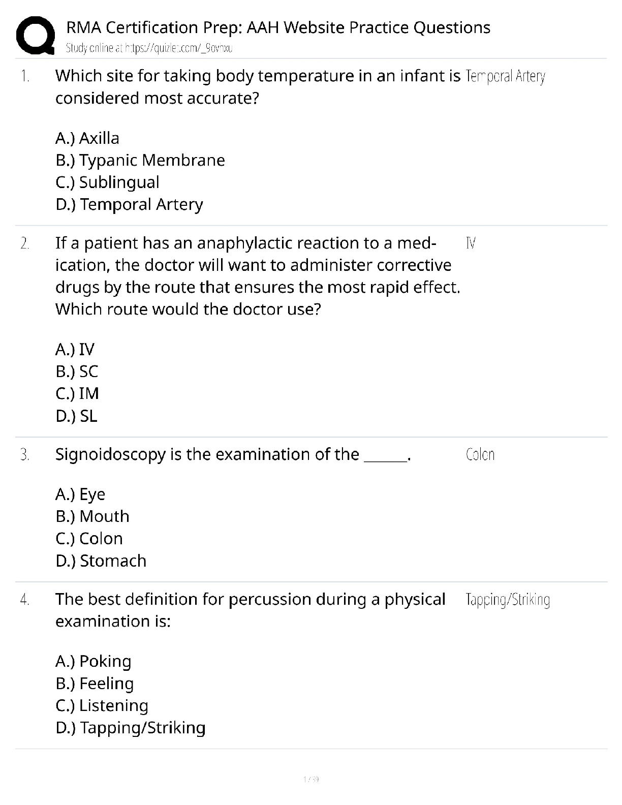 Preview of RMA Certification Prep AAH Practice Questions Test Bank / Registered Medical Assistant / 2