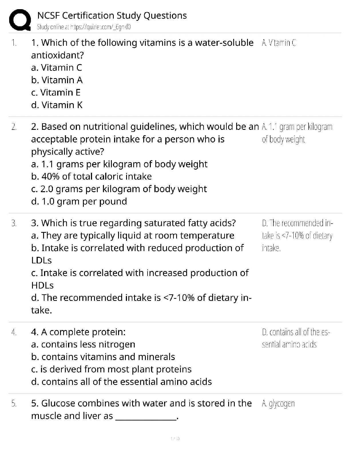 NCSF Certification Study Questions Test Bank / Personal Trainer Exam / 2025 Update / Score 100%