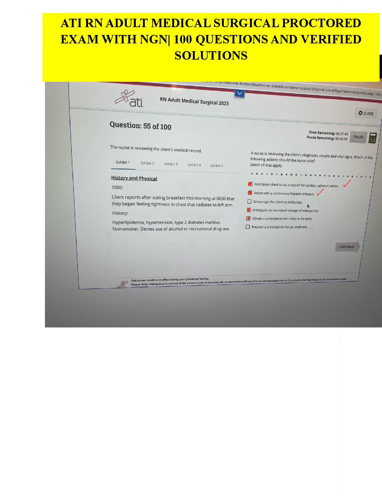 Preview image for Verified ATI RN Medical Surgical Retake 2023 with NGN — 100 Retake Questions & Correct Rationales | RN ATI Med-Surg 2025 Proctored Exam A+ Score
