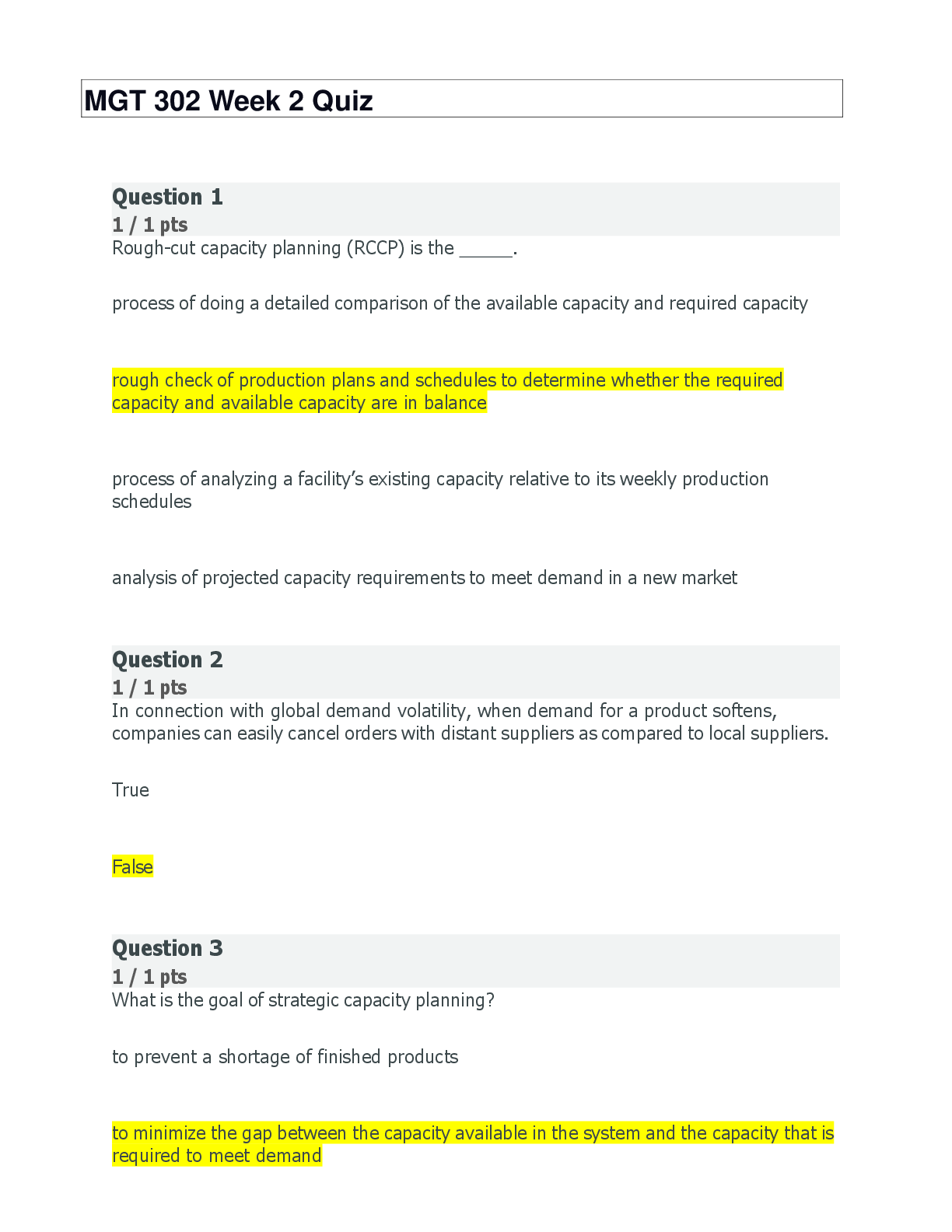 Preview image for MGT 302 Week 2 Quiz | 20 Questions and Answers | Ashford University