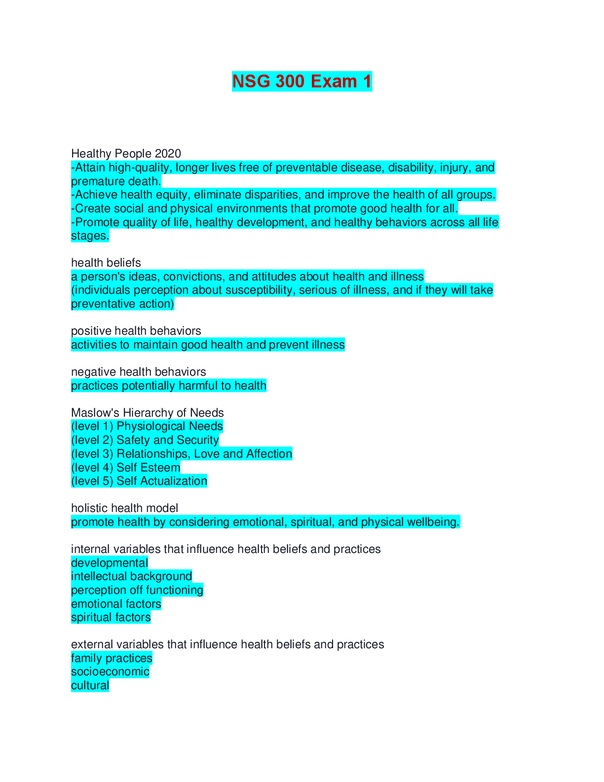 Preview image for NSG 300 Exam 1 | Verified with 100% Correct Answers