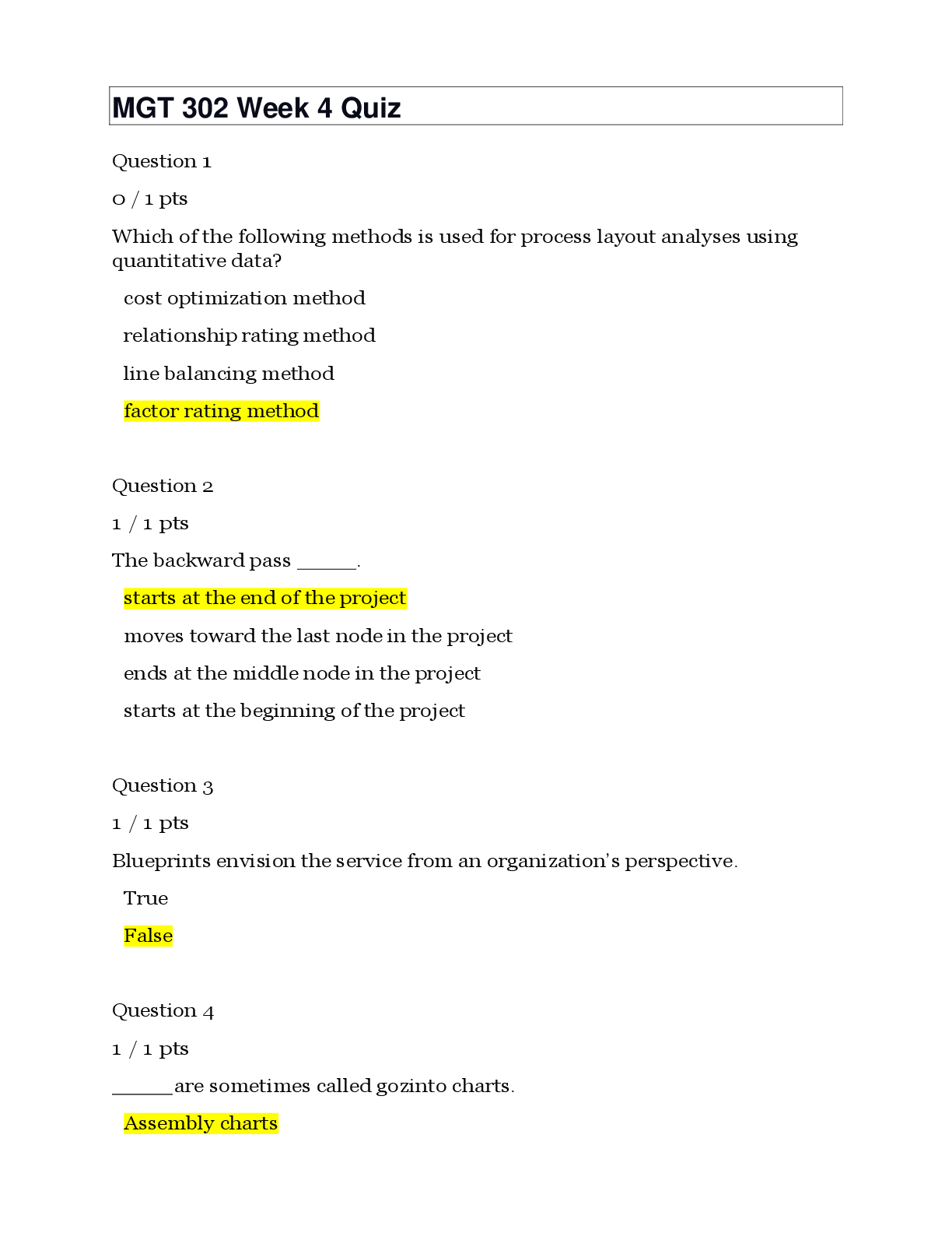 Preview image for MGT 302 Week 4 Quiz | 20 Questions and Answers | Ashford University