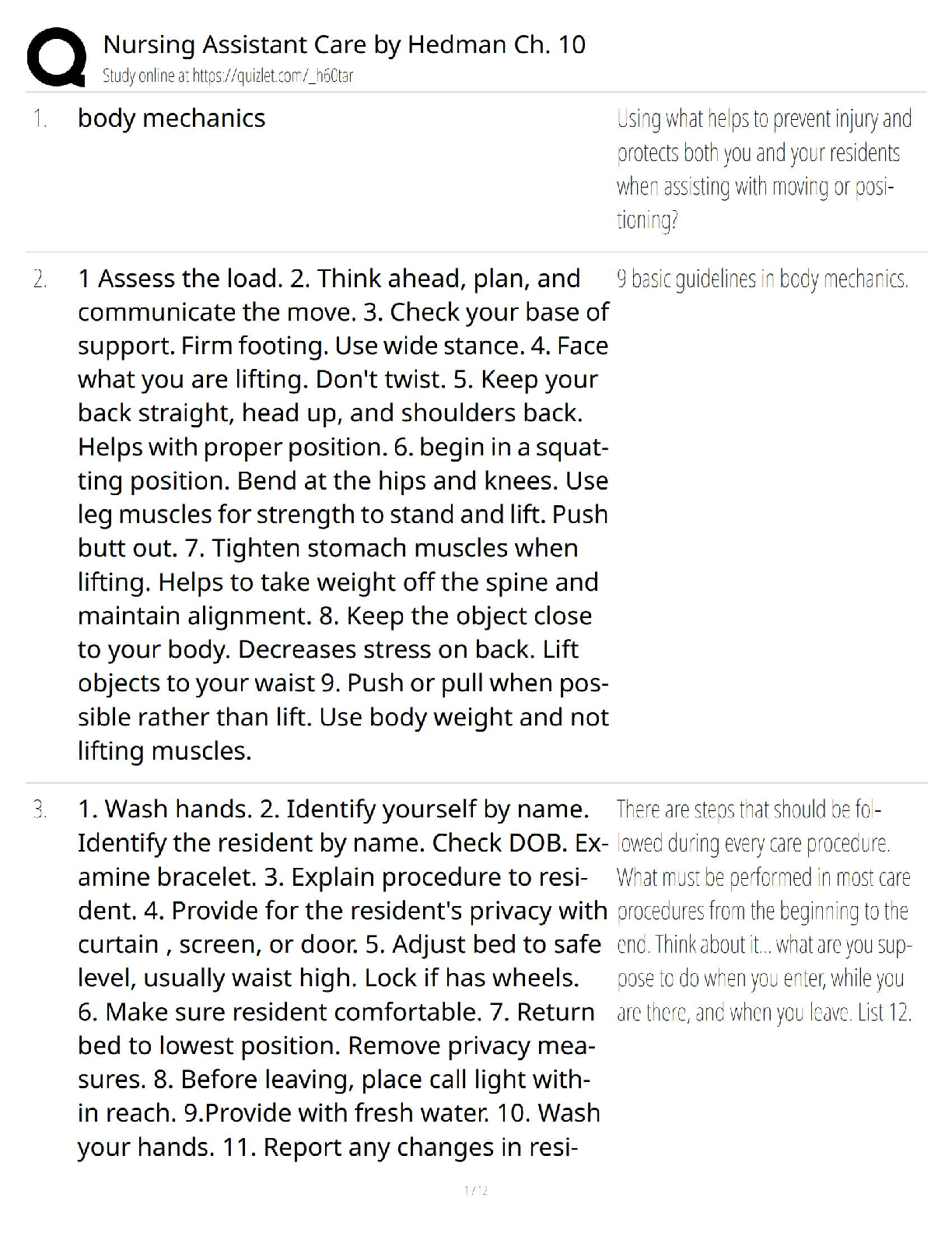 Preview of Nursing Assistant Care by Hedman – Chapter 10 / Exam Prep / 2025 Update   Test Bank + Study Guide / New Version