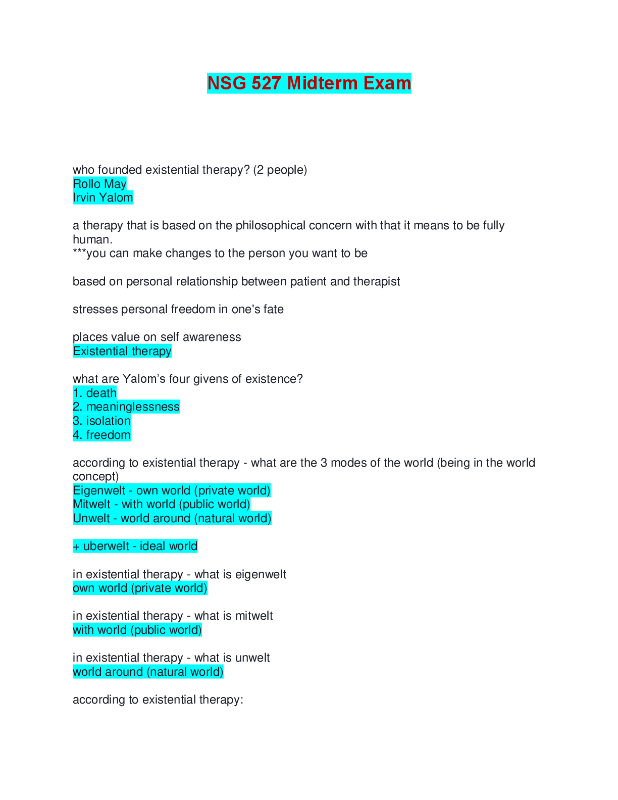 Preview image for NSG 527 Midterm Exam | Verified with 100% Correct Answers