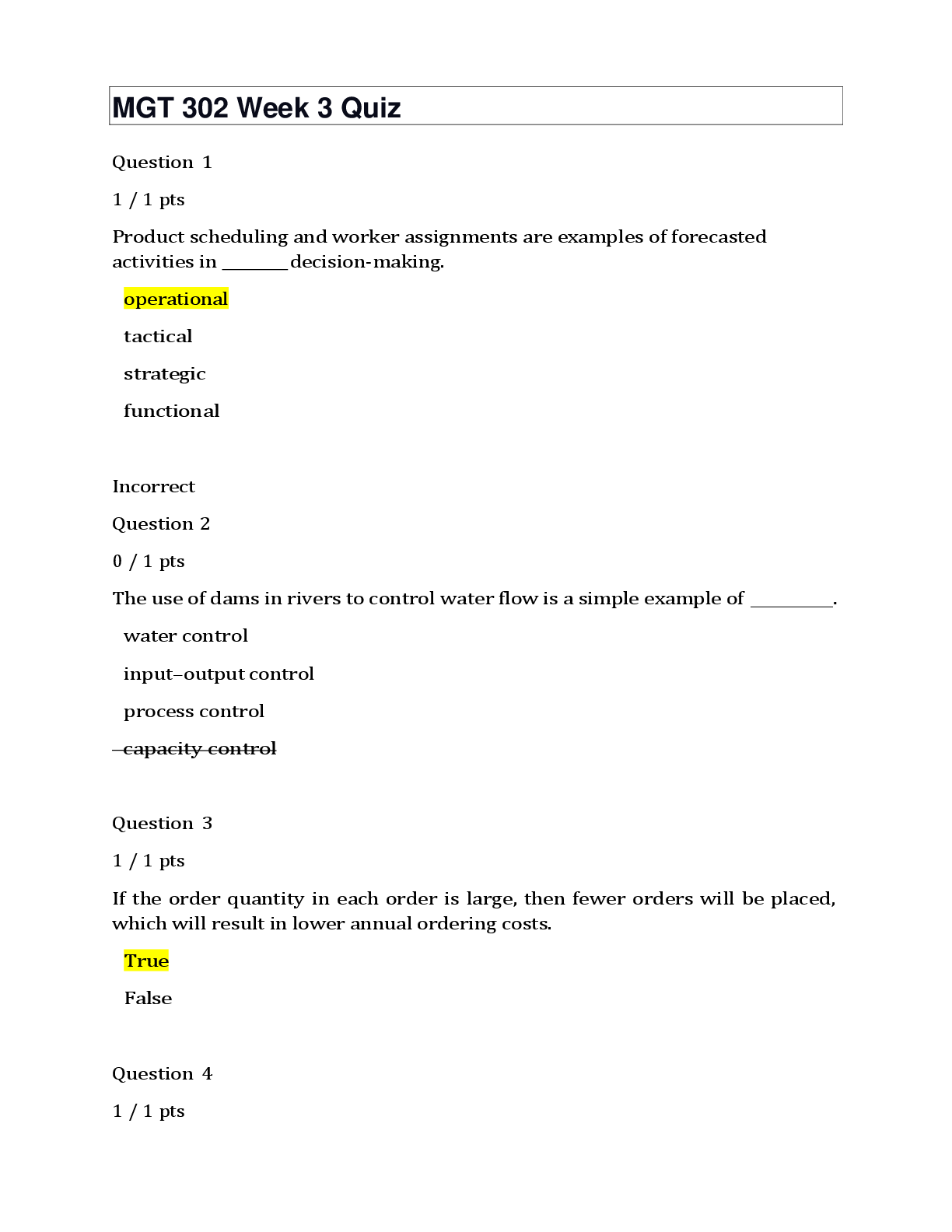 Preview image for MGT 302 Week 3 Quiz | 20 Questions and Answers | Ashford University
