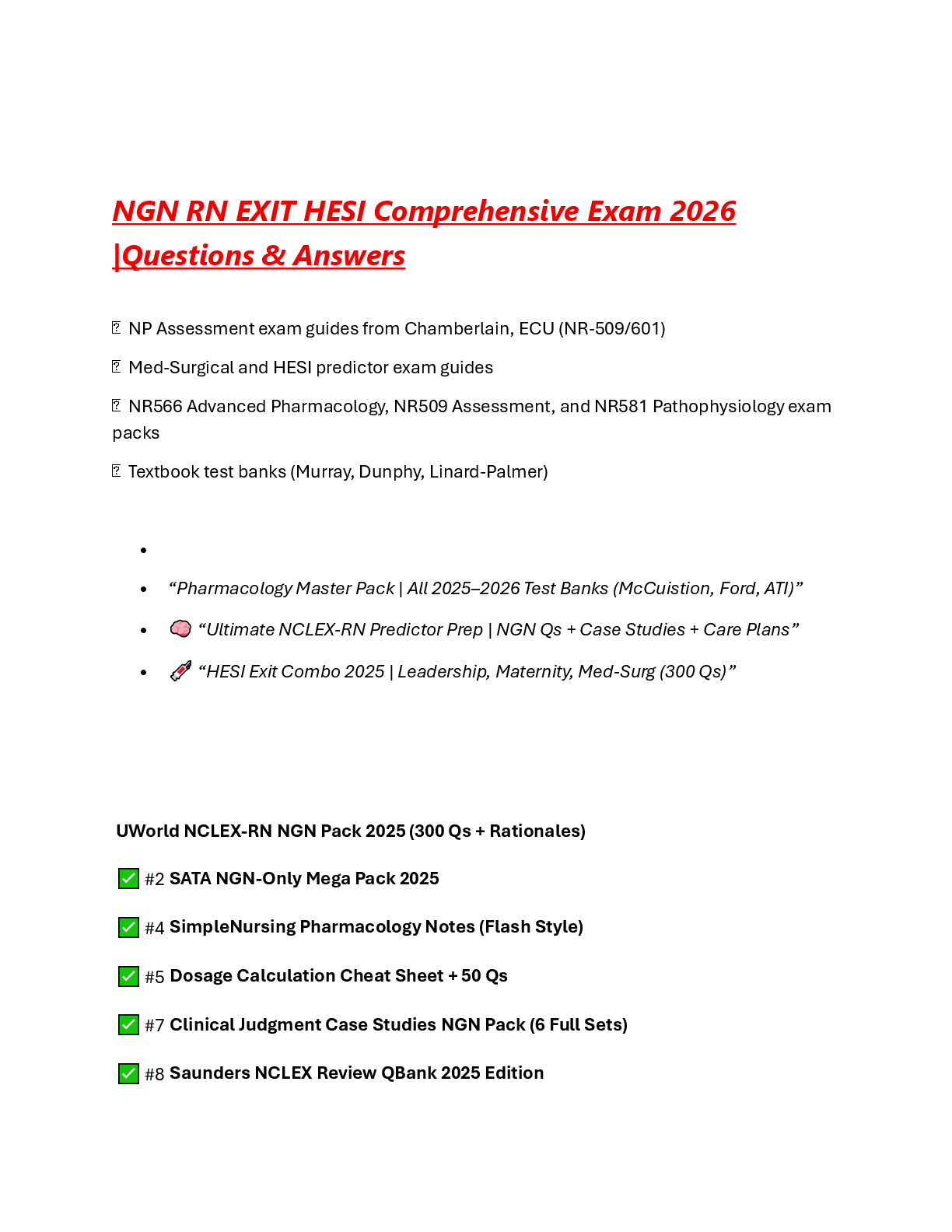 Preview image for NGN RN EXIT HESI Comprehensive Exam 2026  Questions and Answers.