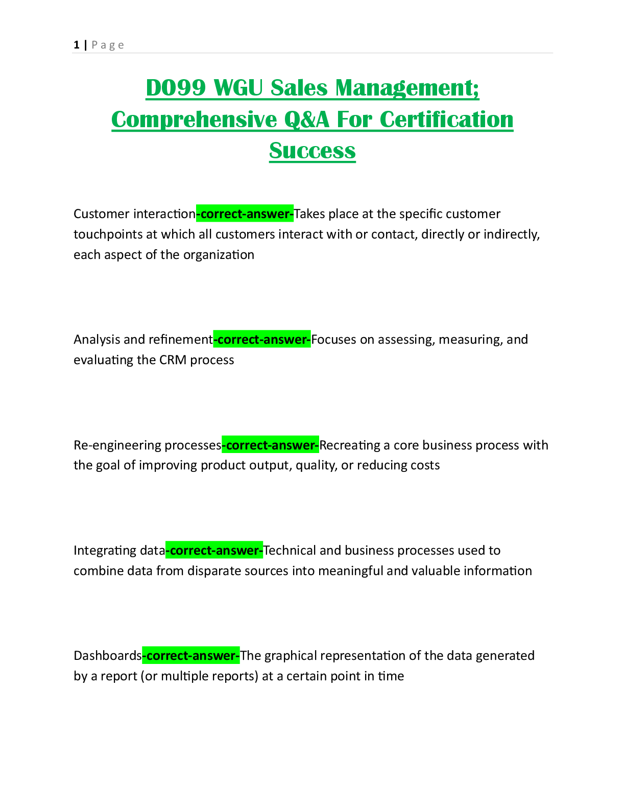 Preview image for D099 WGU Sales Management; Comprehensive Questions and Answers for Certification Success.