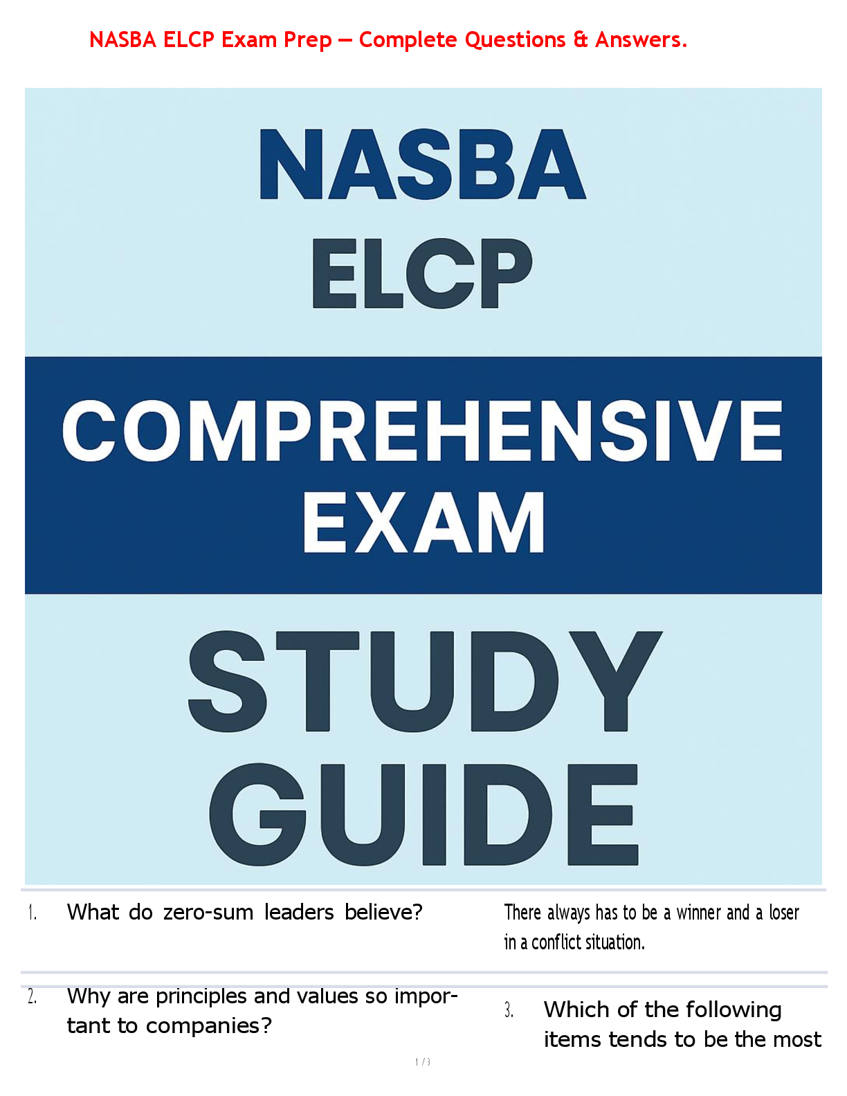 Preview image for NASBA ELCP Exam Prep – Complete Questions & Answers.