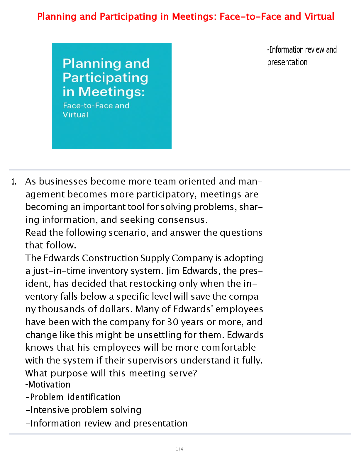 Preview image for Planning and Participating in Meetings: Face-to-Face and Virtual