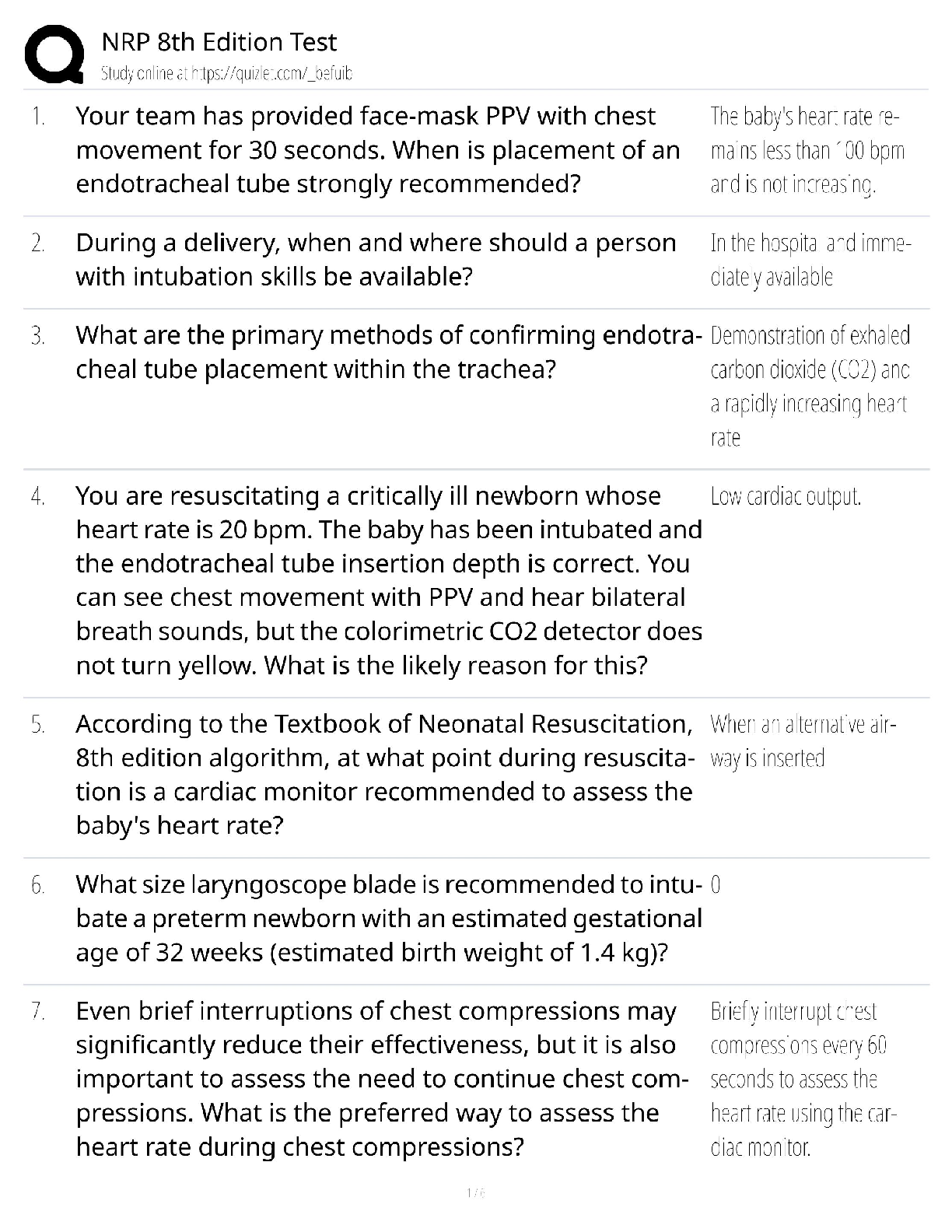 Preview of NRP 8th Edition Test Bank / Neonatal Resuscitation Program / 2025 Update / Score 100%